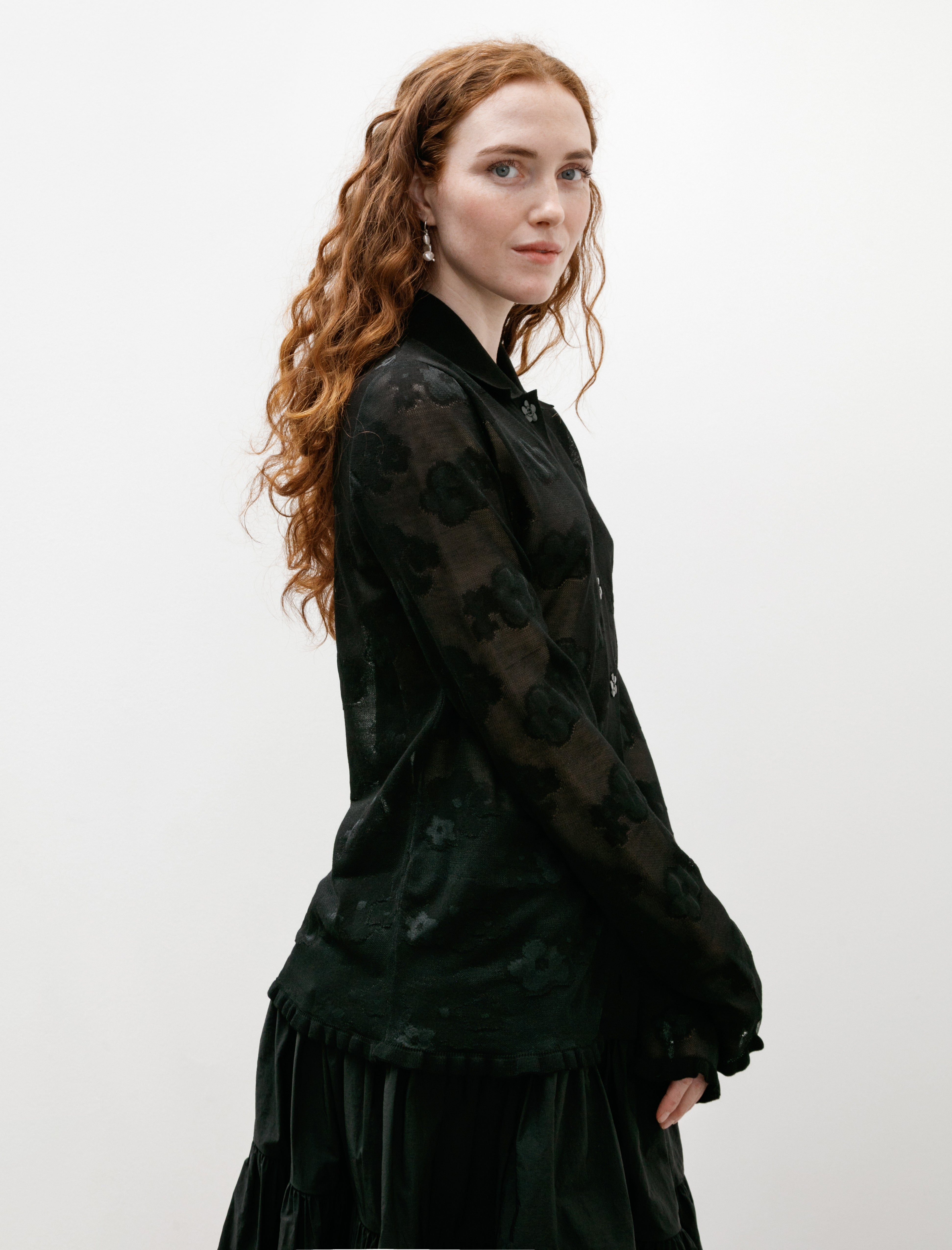 Cecilie Bahnsen Petra Cardigan Jacquard Knit Black