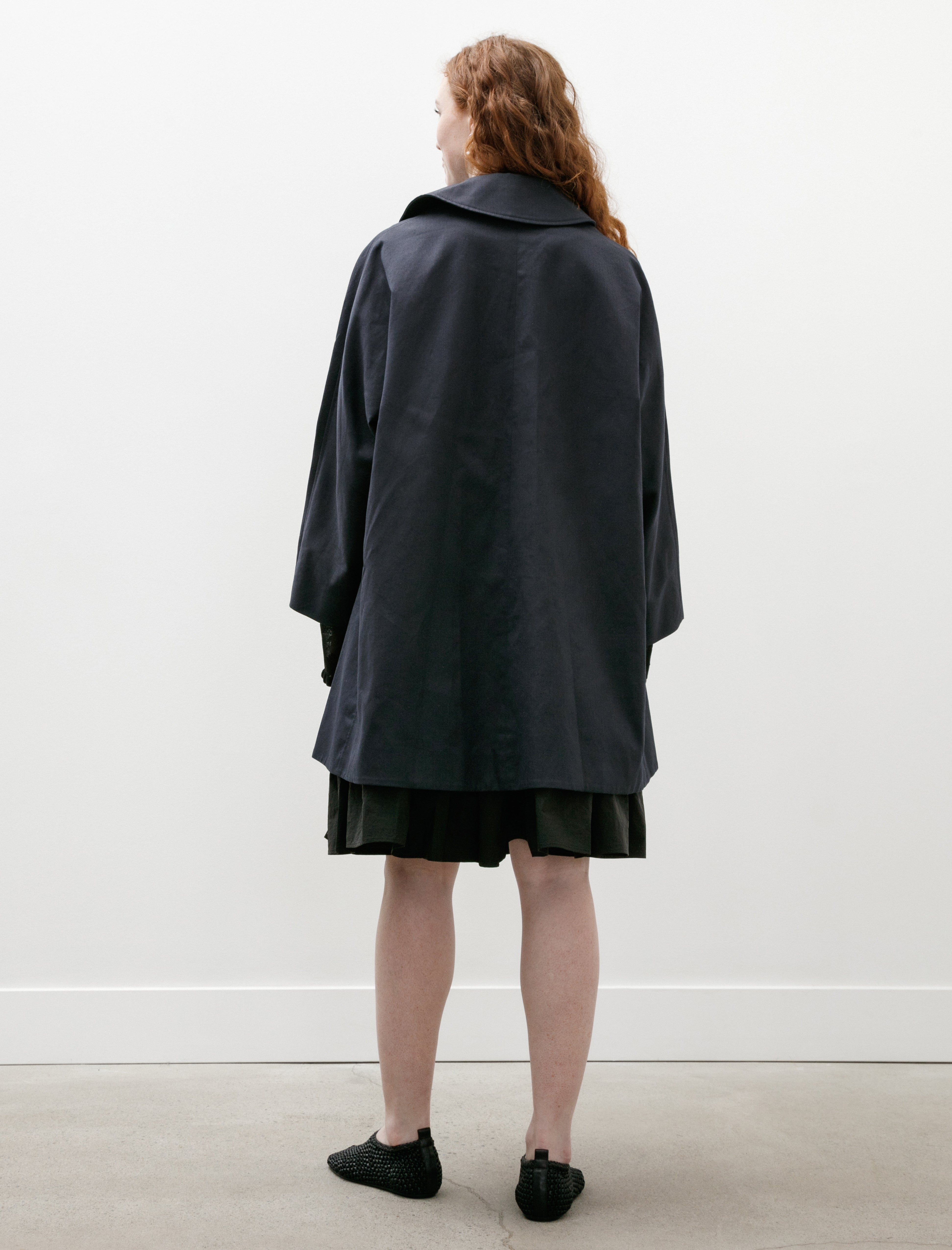 Bode Waxed Herringbone Peacoat Navy