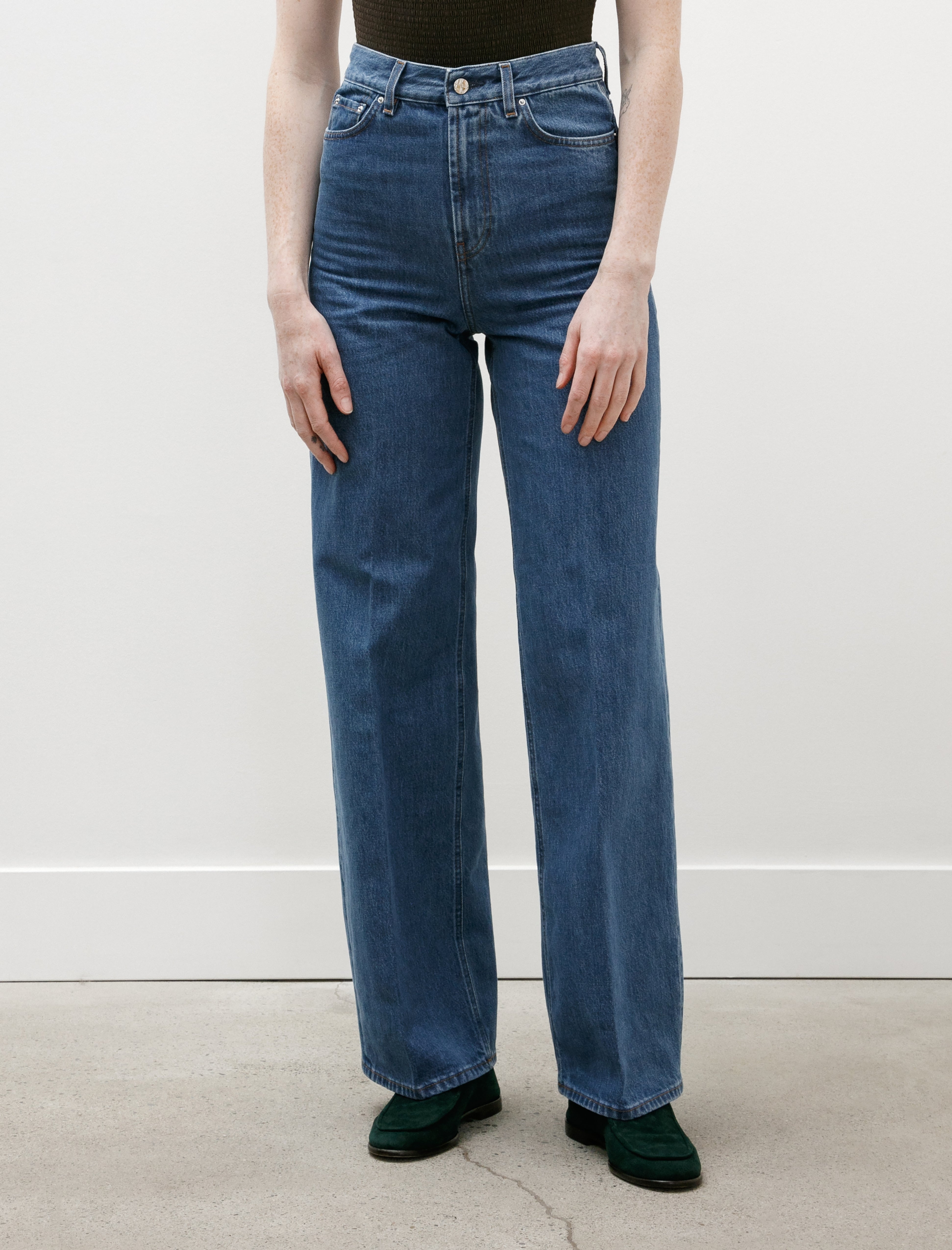 Totême Wide Leg Denim Vibrant Blue