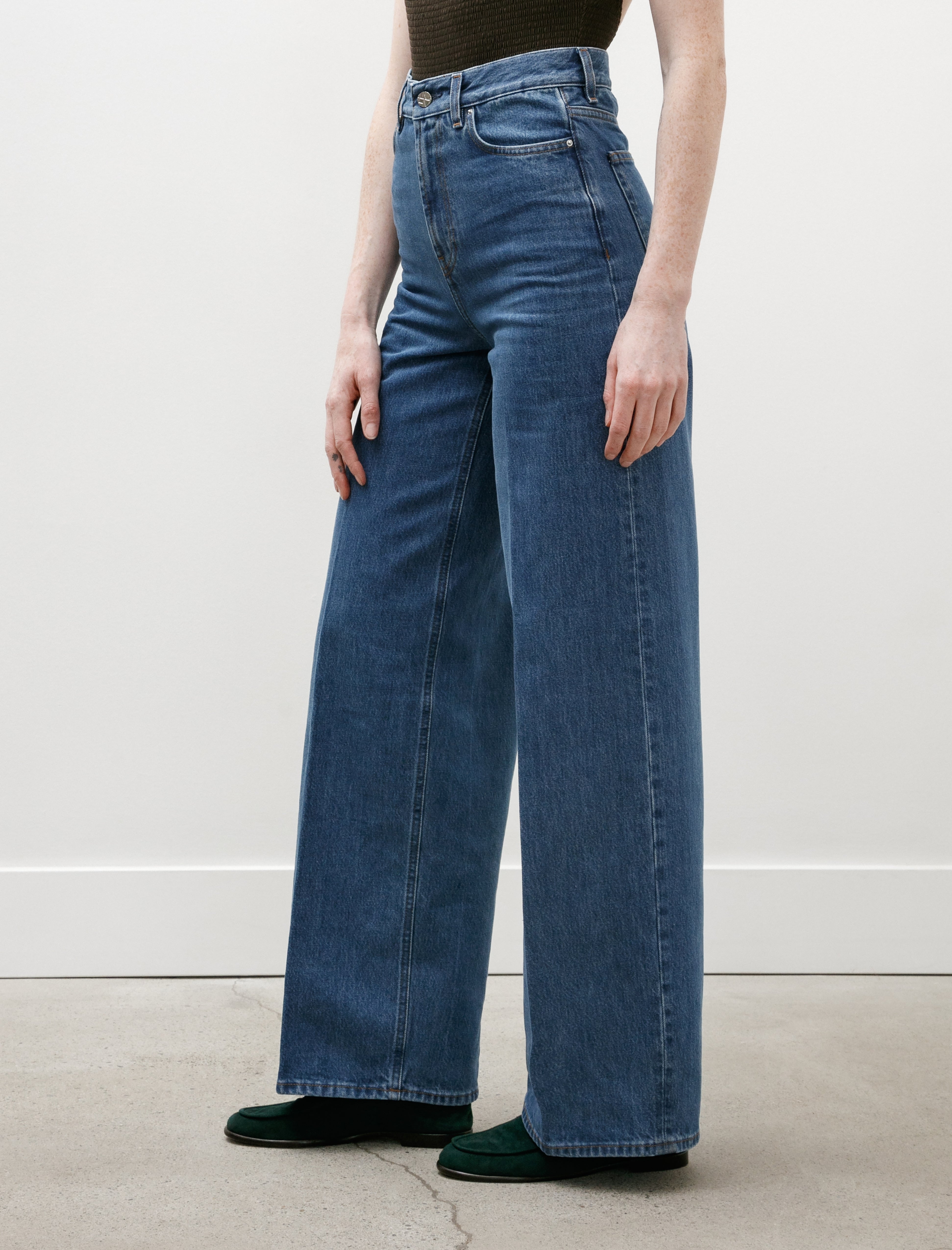 Totême Wide Leg Denim Vibrant Blue