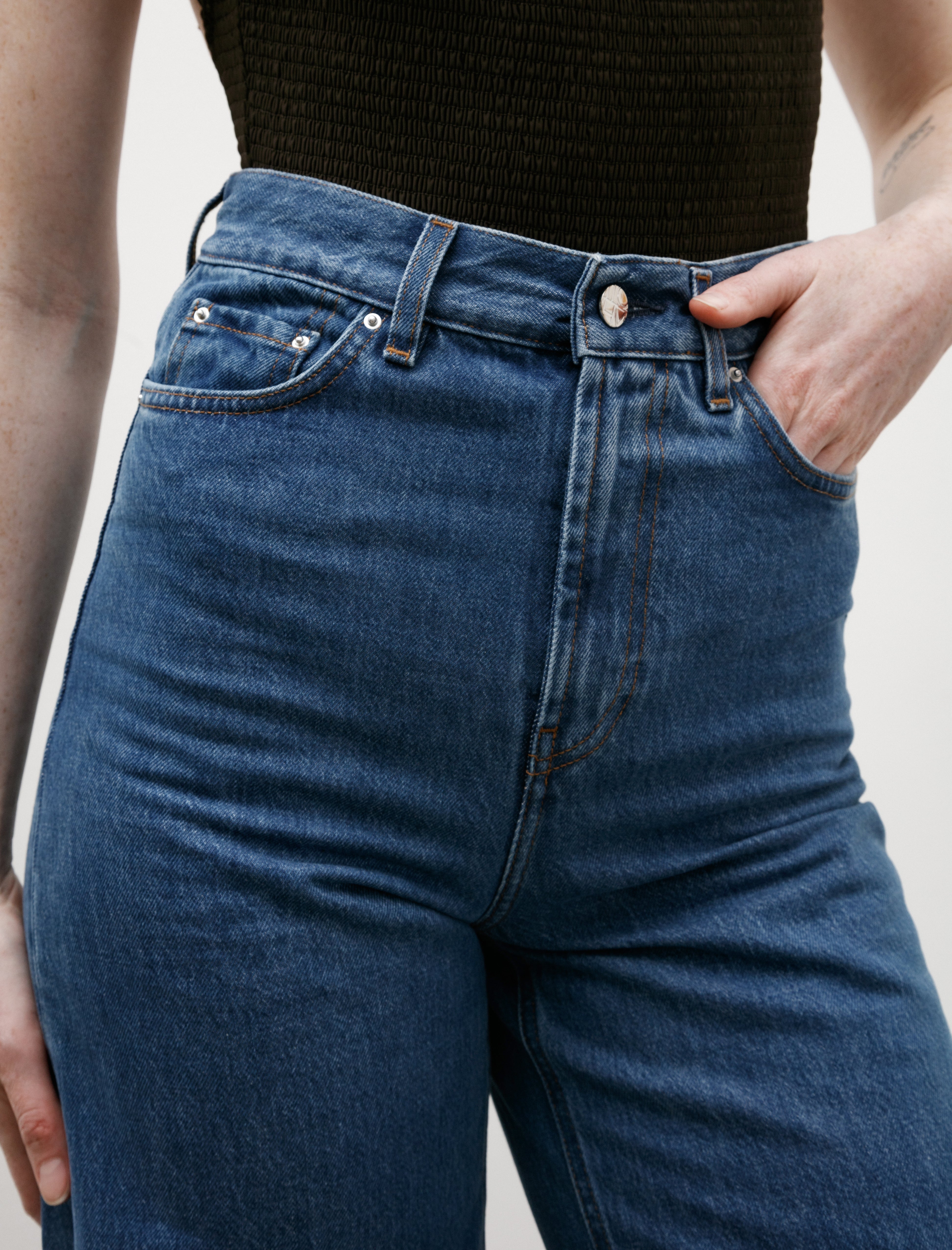 Totême Wide Leg Denim Vibrant Blue