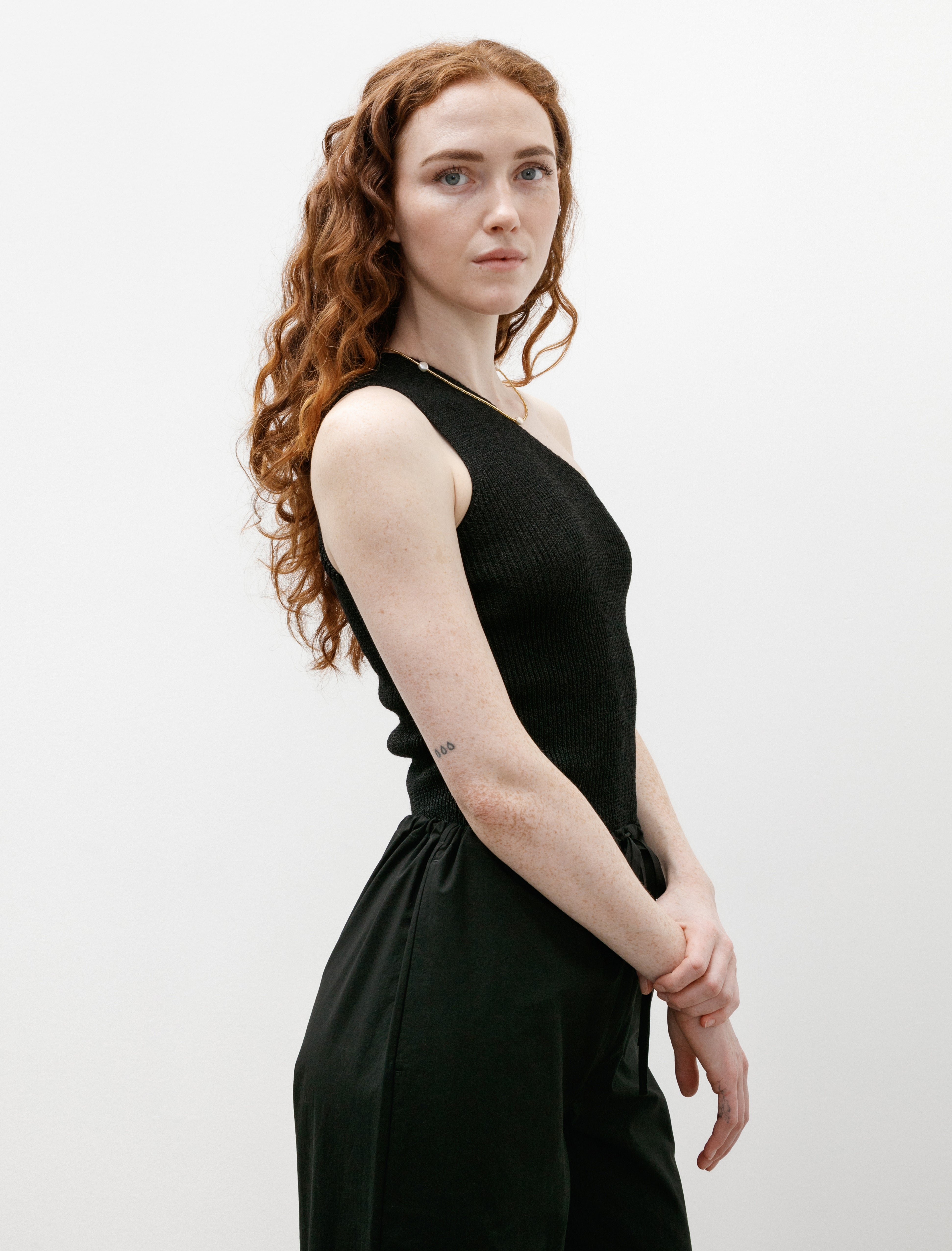 Cristaseya Washi Paper Asymmetrical Top Black