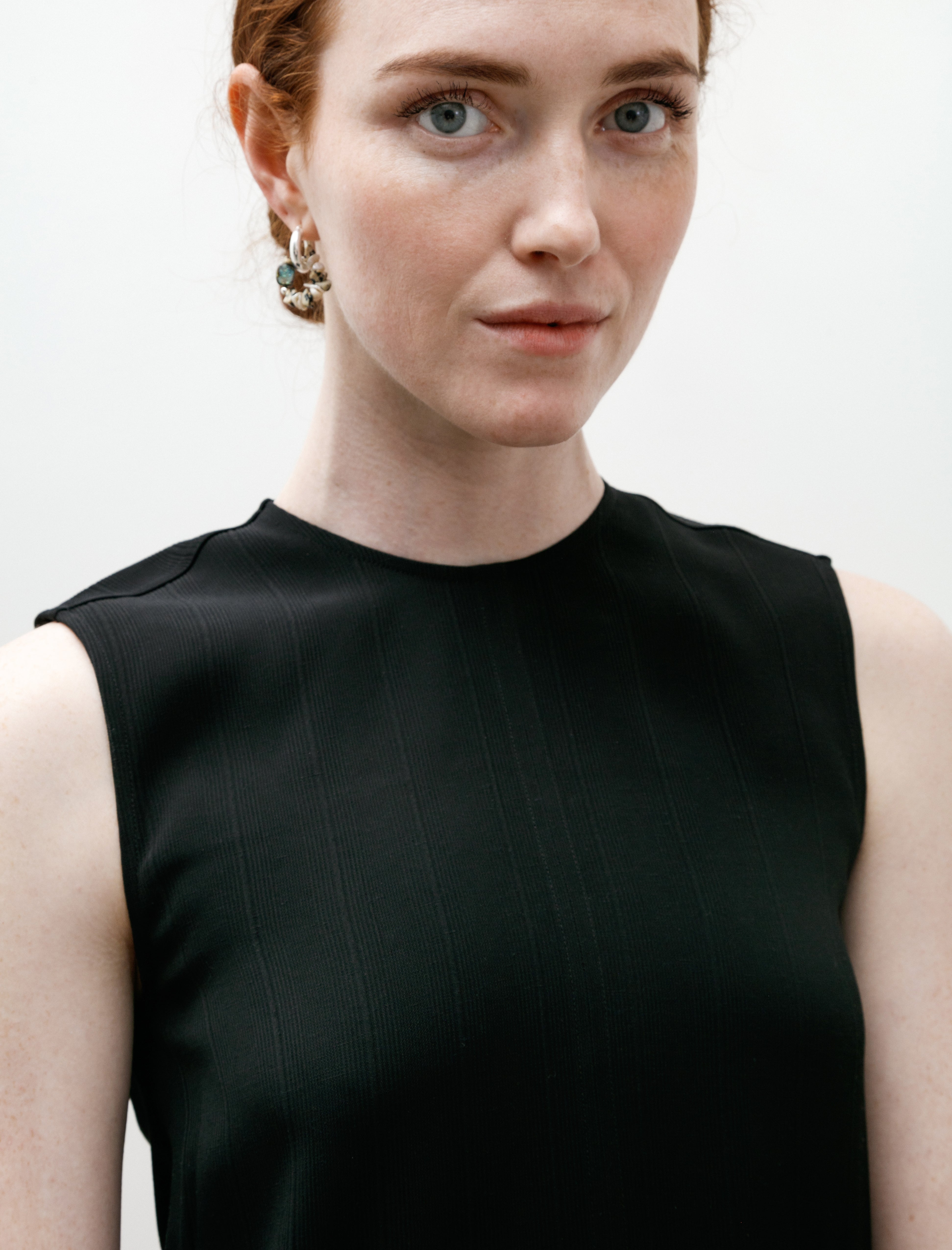 Totëme Woven Stripe Drawstring Top Black