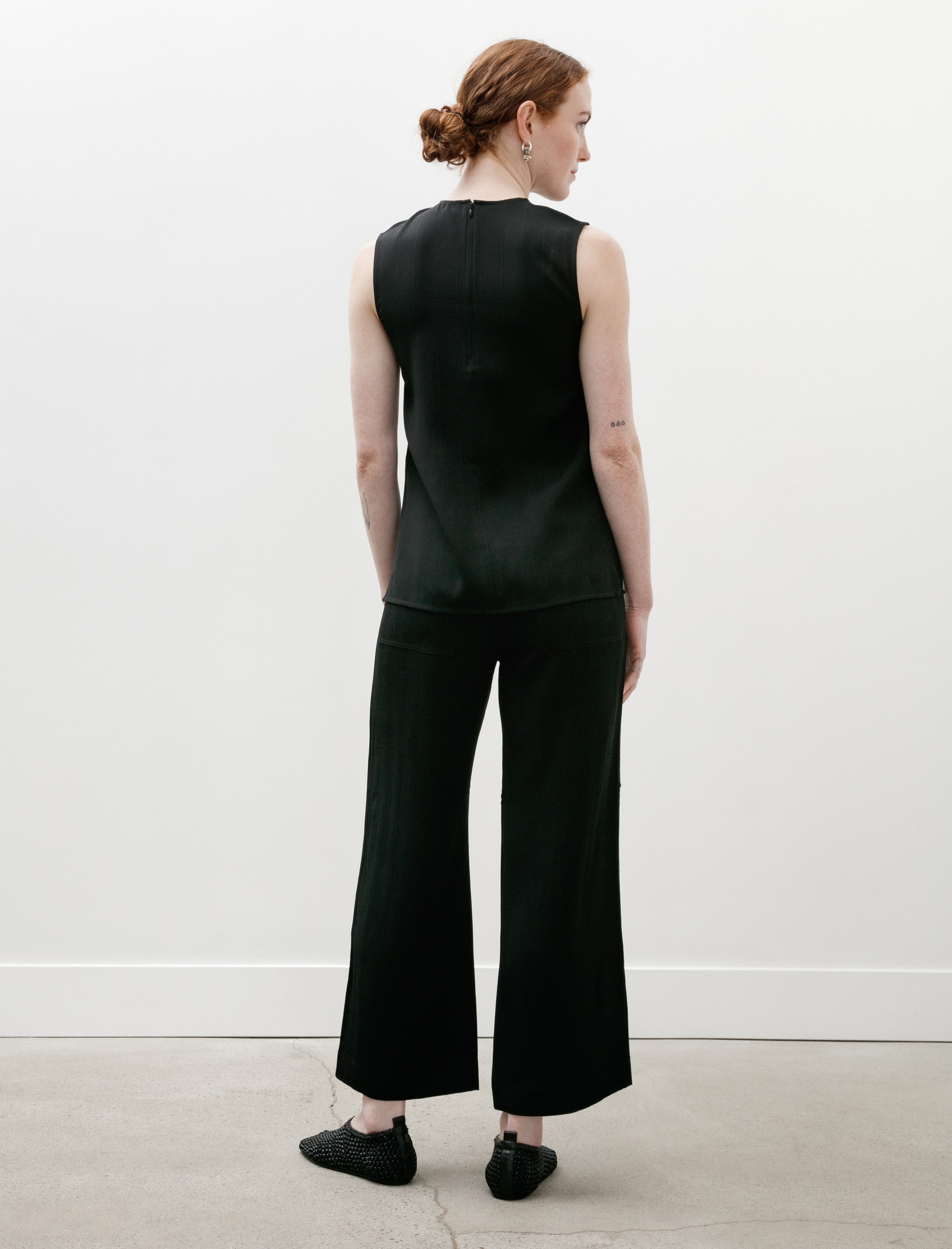 Totëme Woven Stripe Drawstring Trousers Black