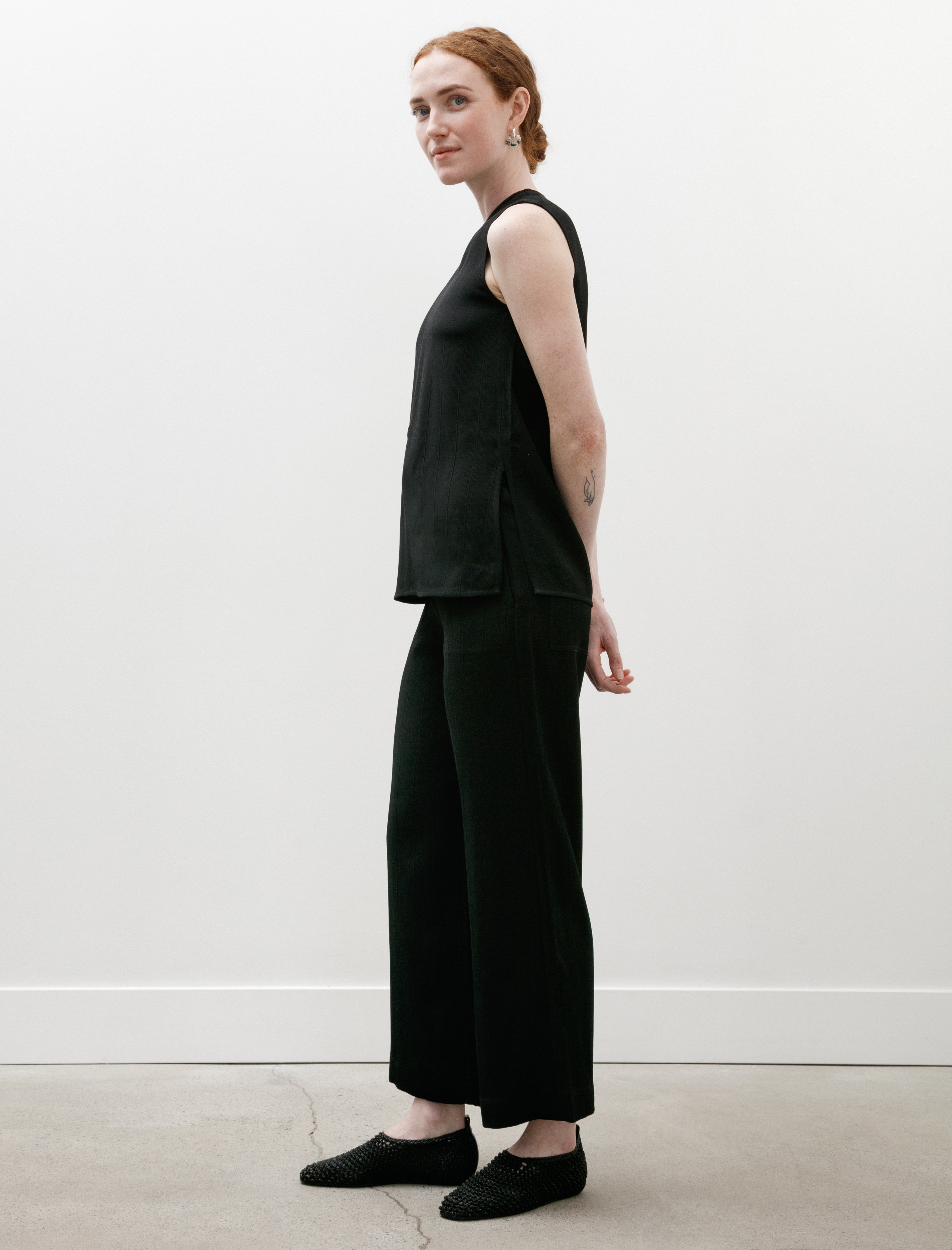 Totëme Woven Stripe Drawstring Trousers Black