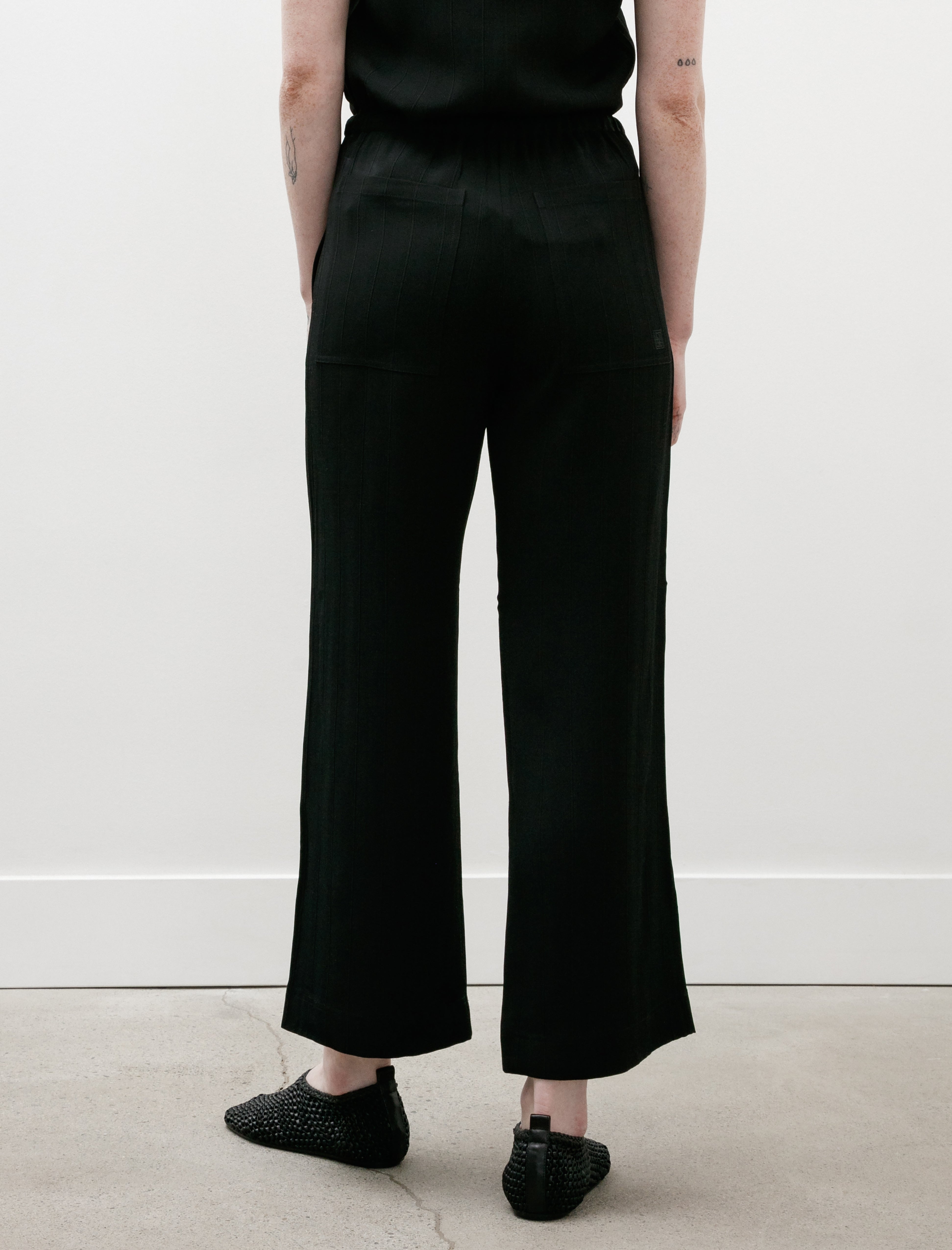 Totëme Woven Stripe Drawstring Trousers Black