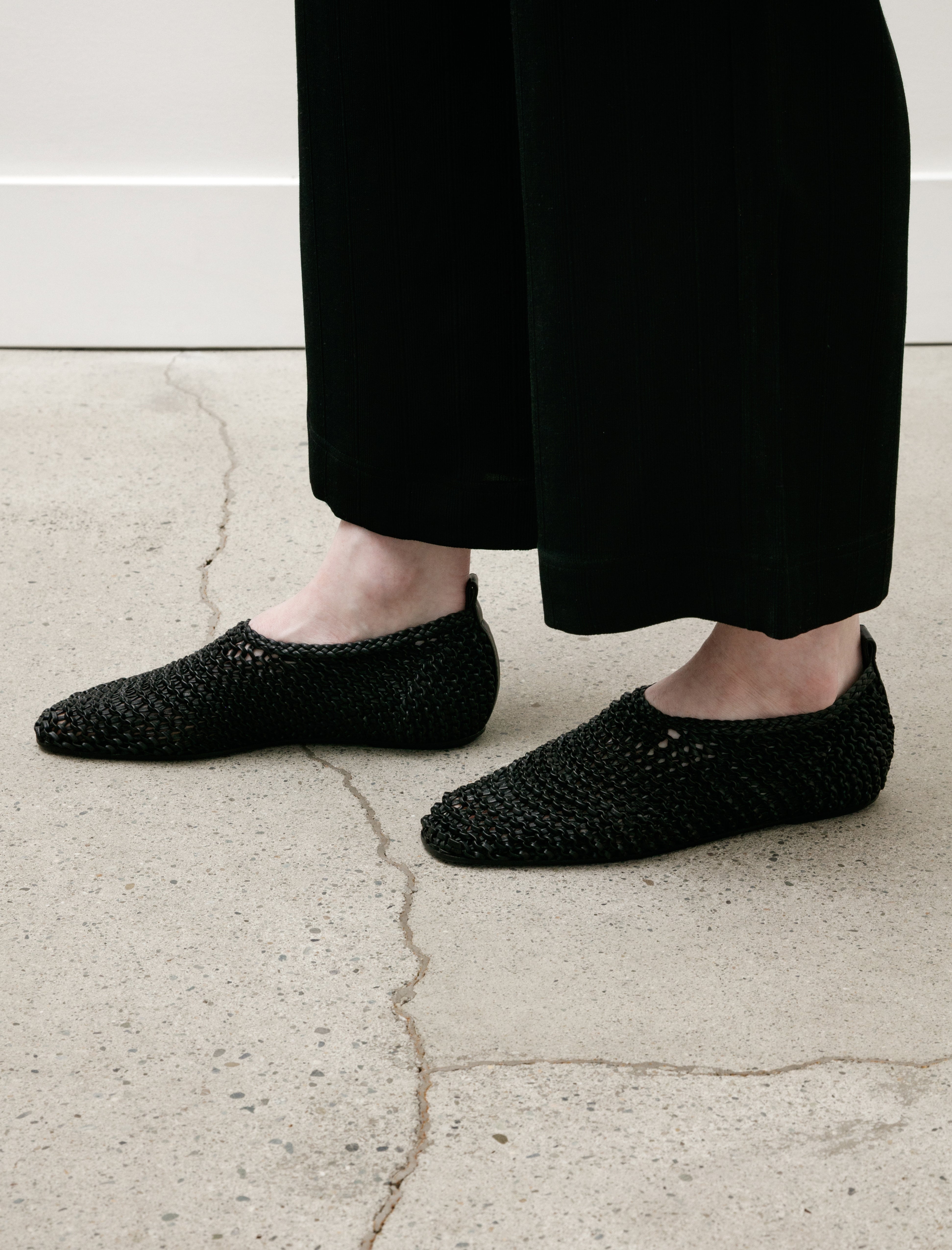 Totême Woven Leather Ballerinas Black