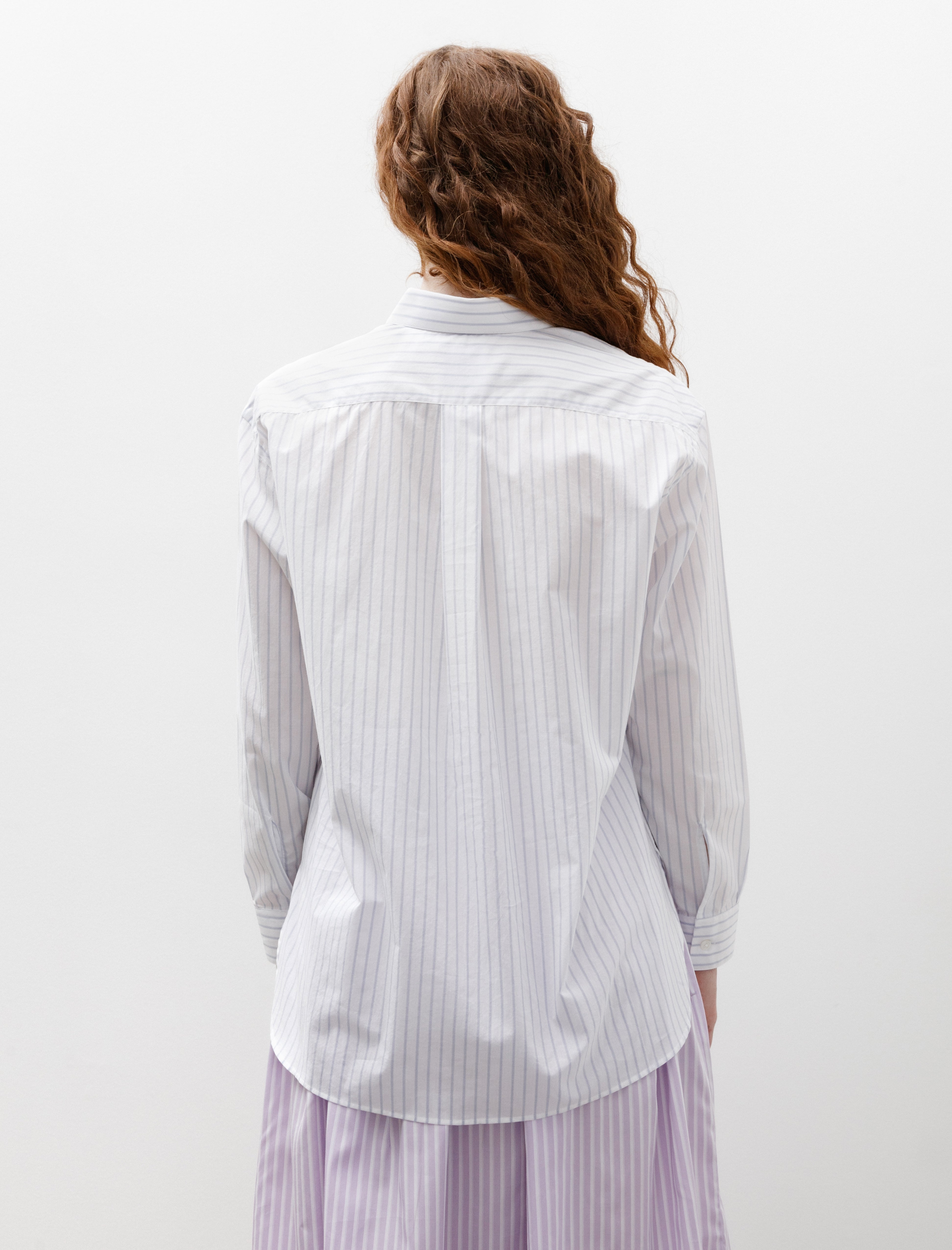 Cristaseya Handmade Classic Collar Shirt White with Blue Stripes