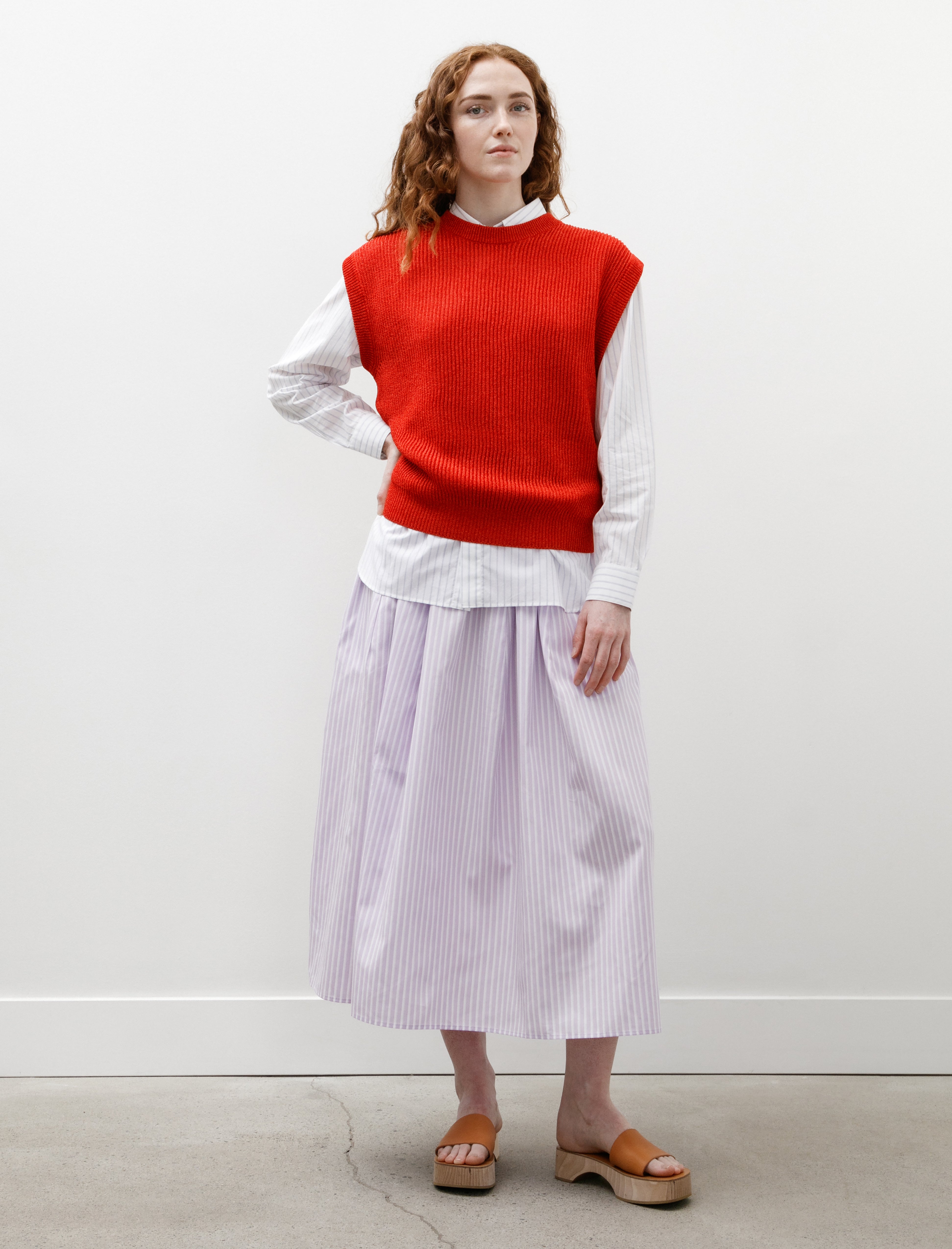 Cristaseya Maxi Skirt Mauve with White Stripes