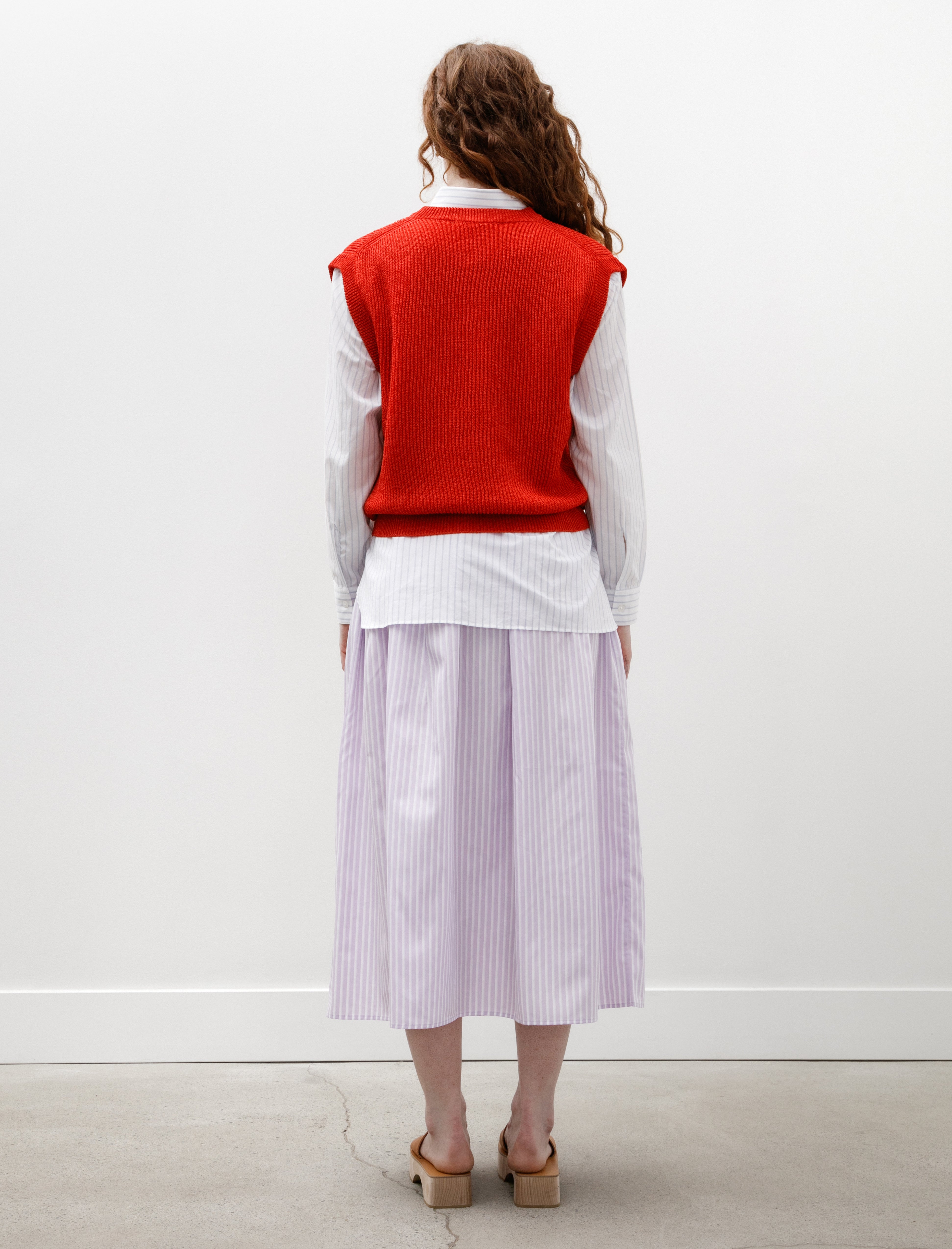 Cristaseya Maxi Skirt Mauve with White Stripes