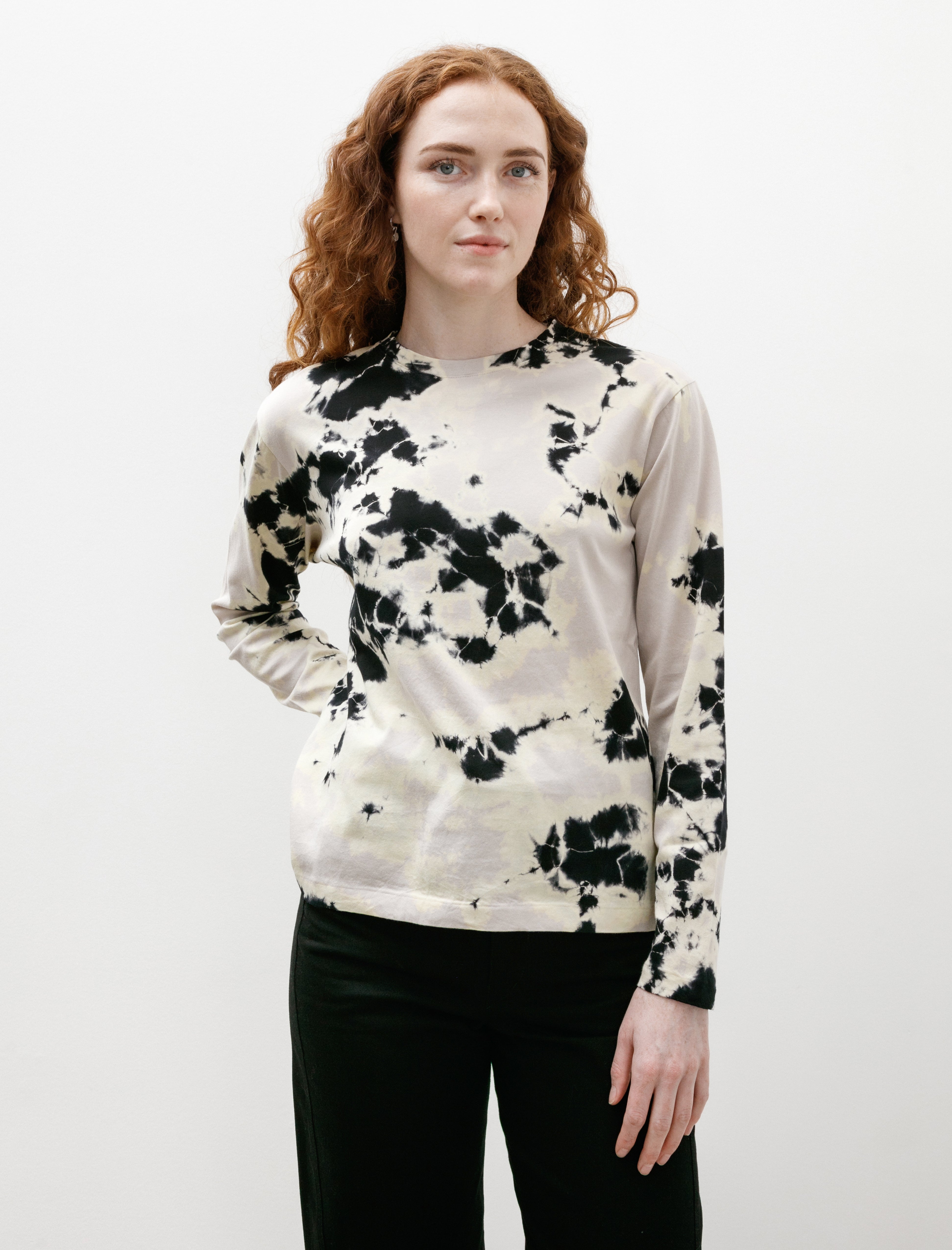 Suzusan Madara Shibori Long Sleeve T-Shirt Black/Greige