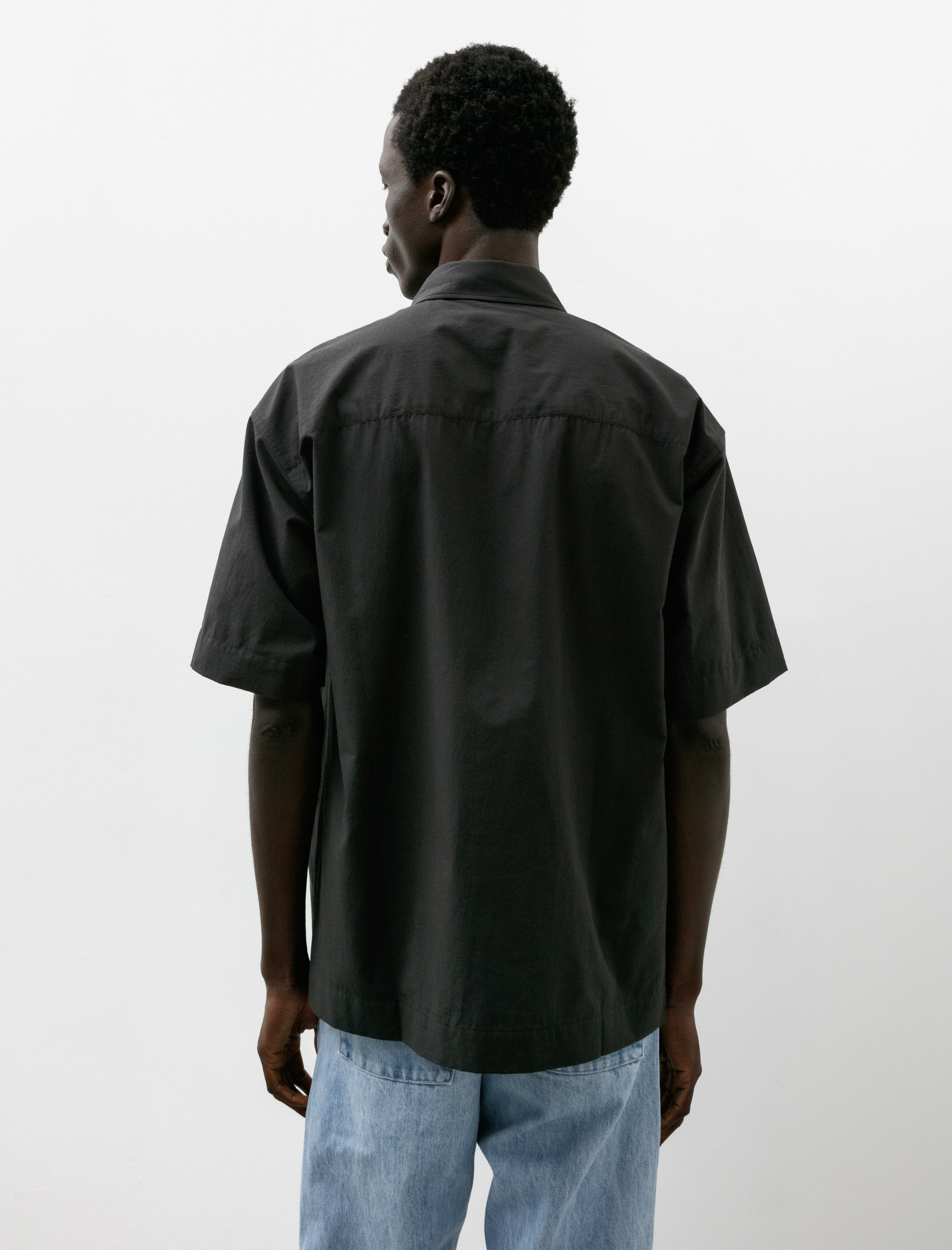 Arpenteur Square Shirt SS Micro Seersucker Charcoal