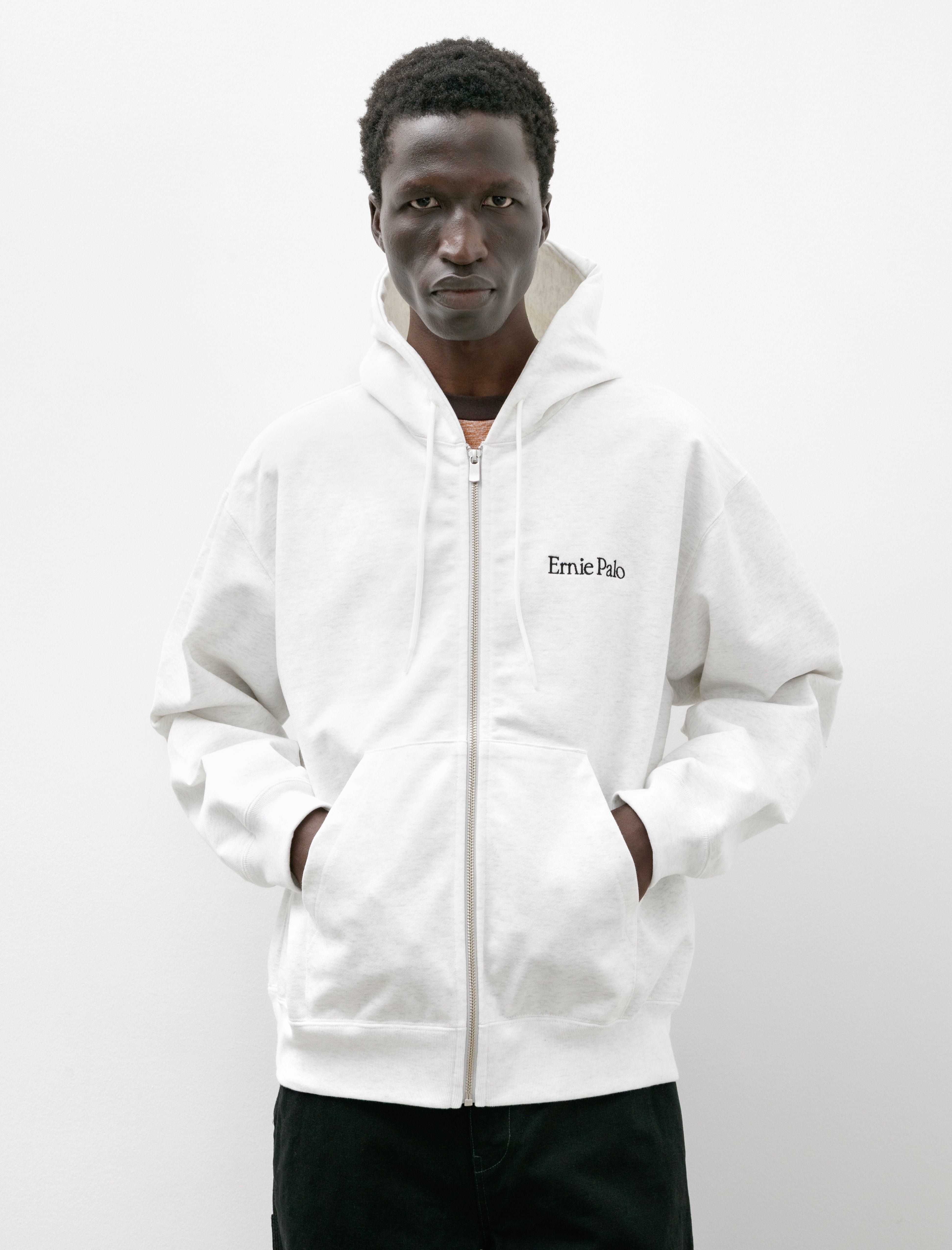 Ernie Palo Cotton Zip Hoodie Grey