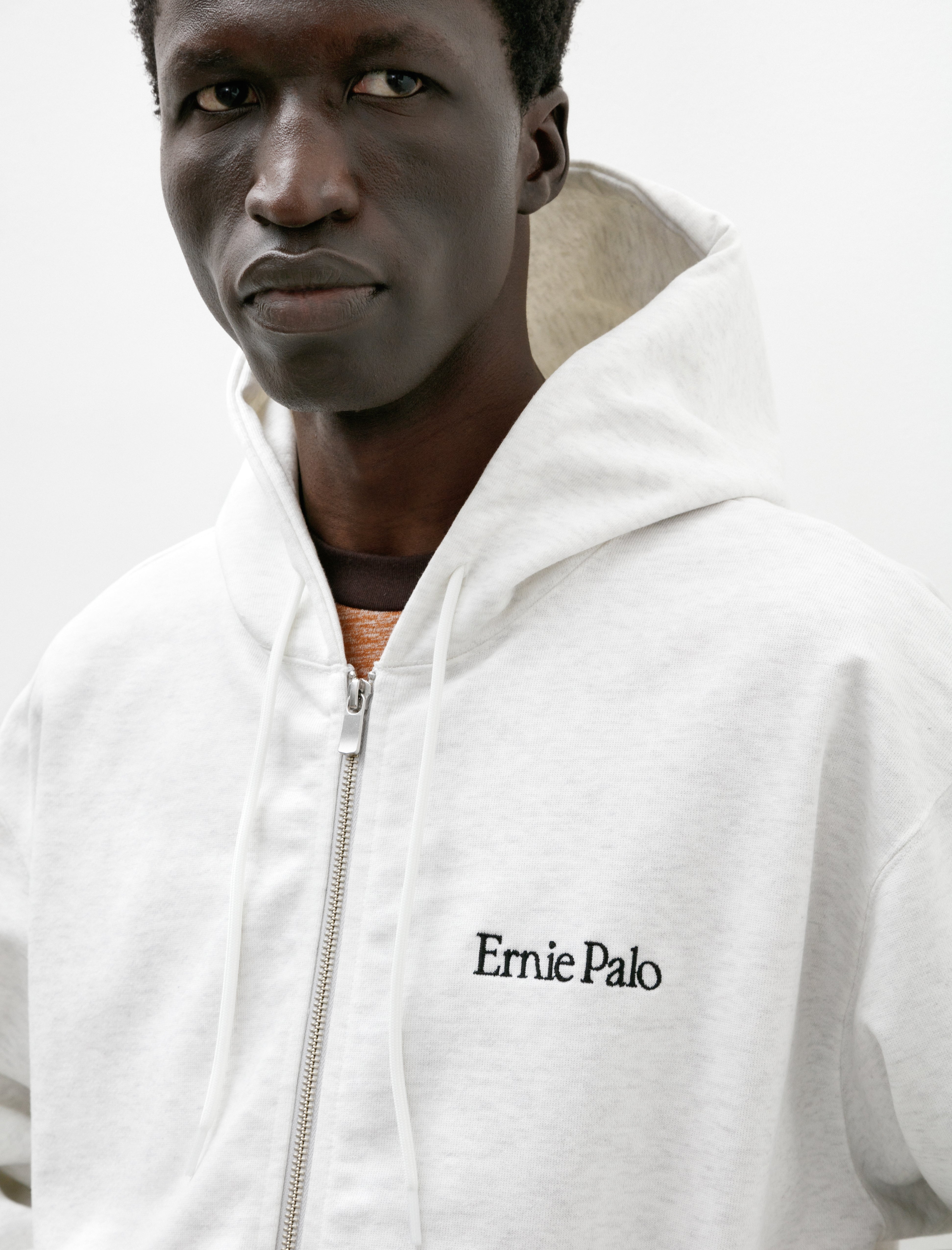Ernie Palo Cotton Zip Hoodie Grey