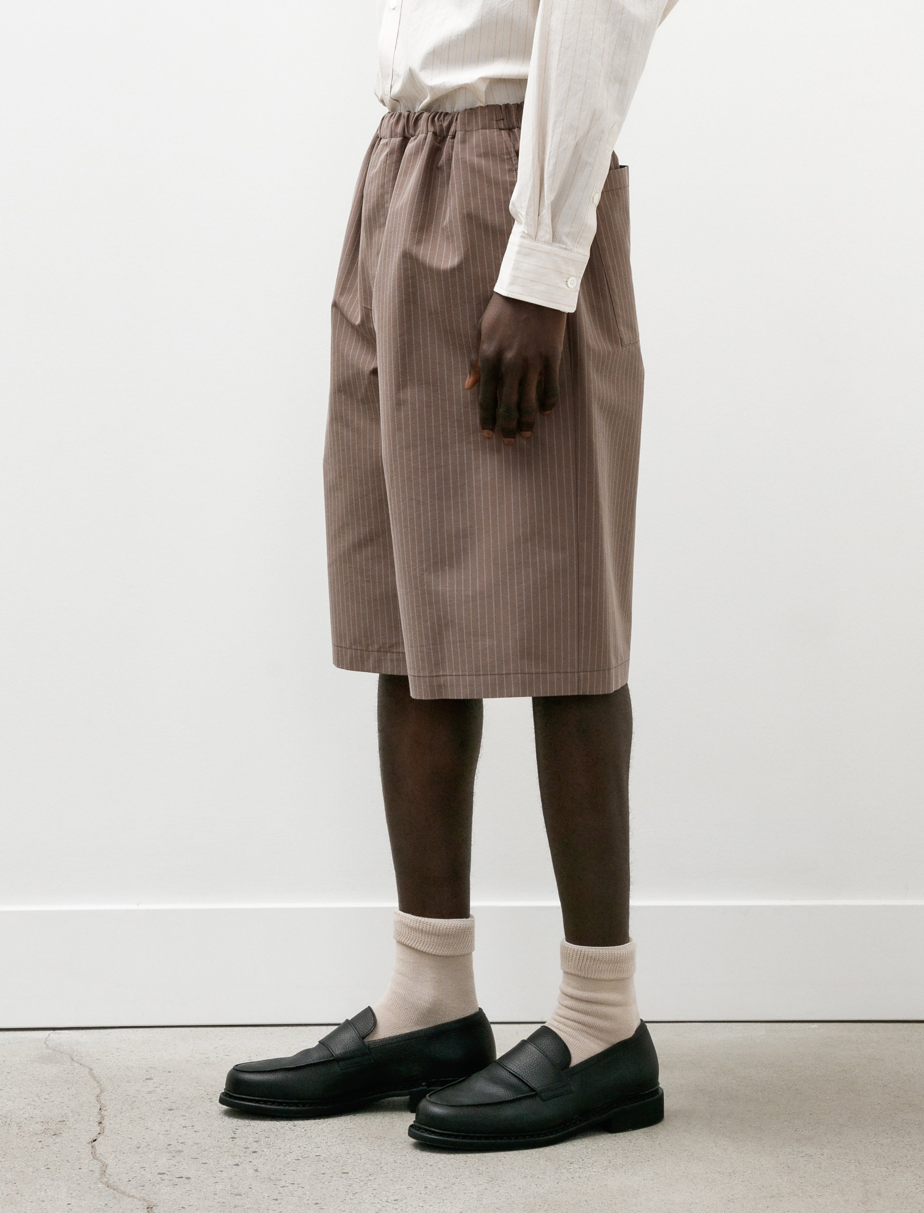 Ernie Palo Stripe Easy Half Pants Brown