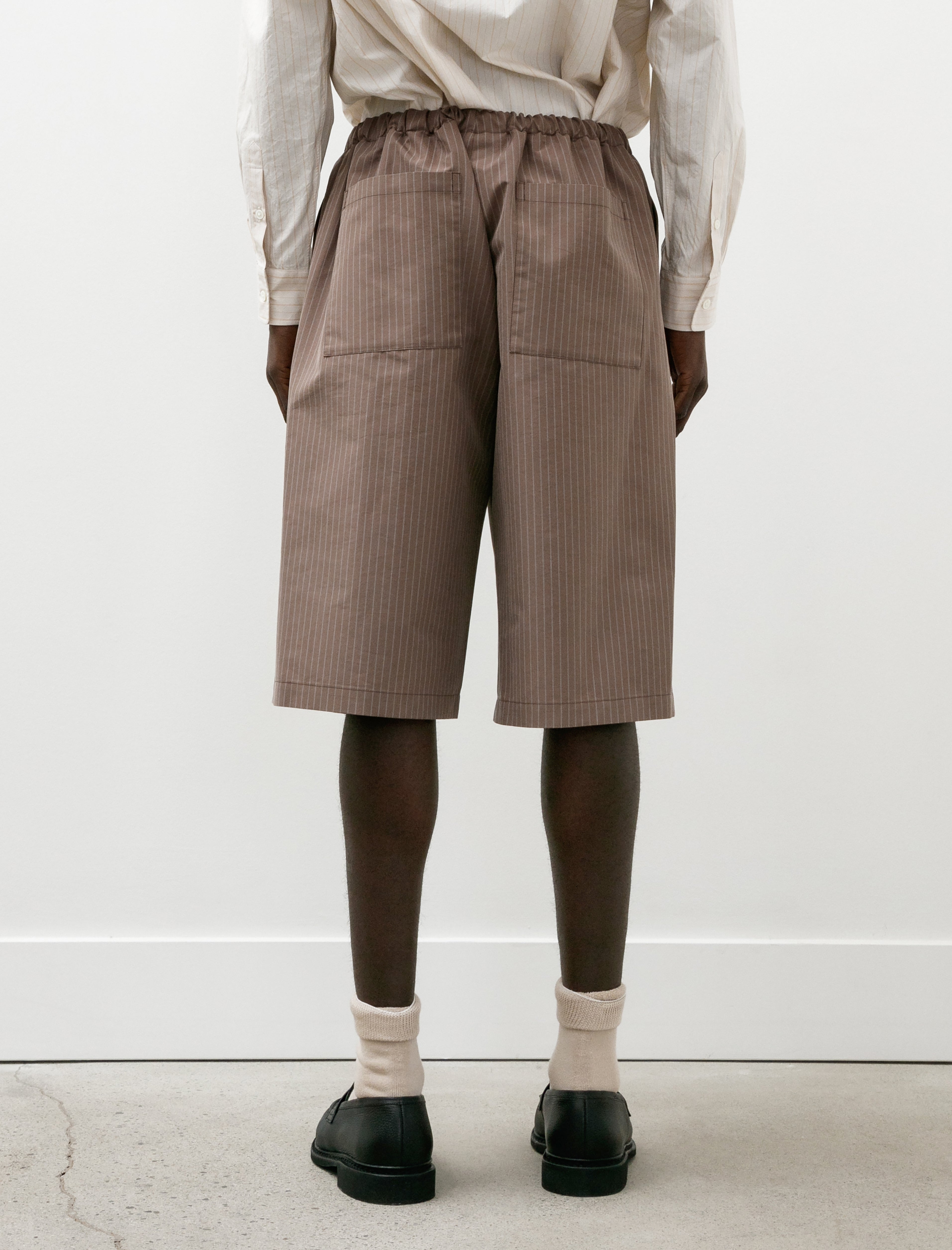 Ernie Palo Stripe Easy Half Pants Brown