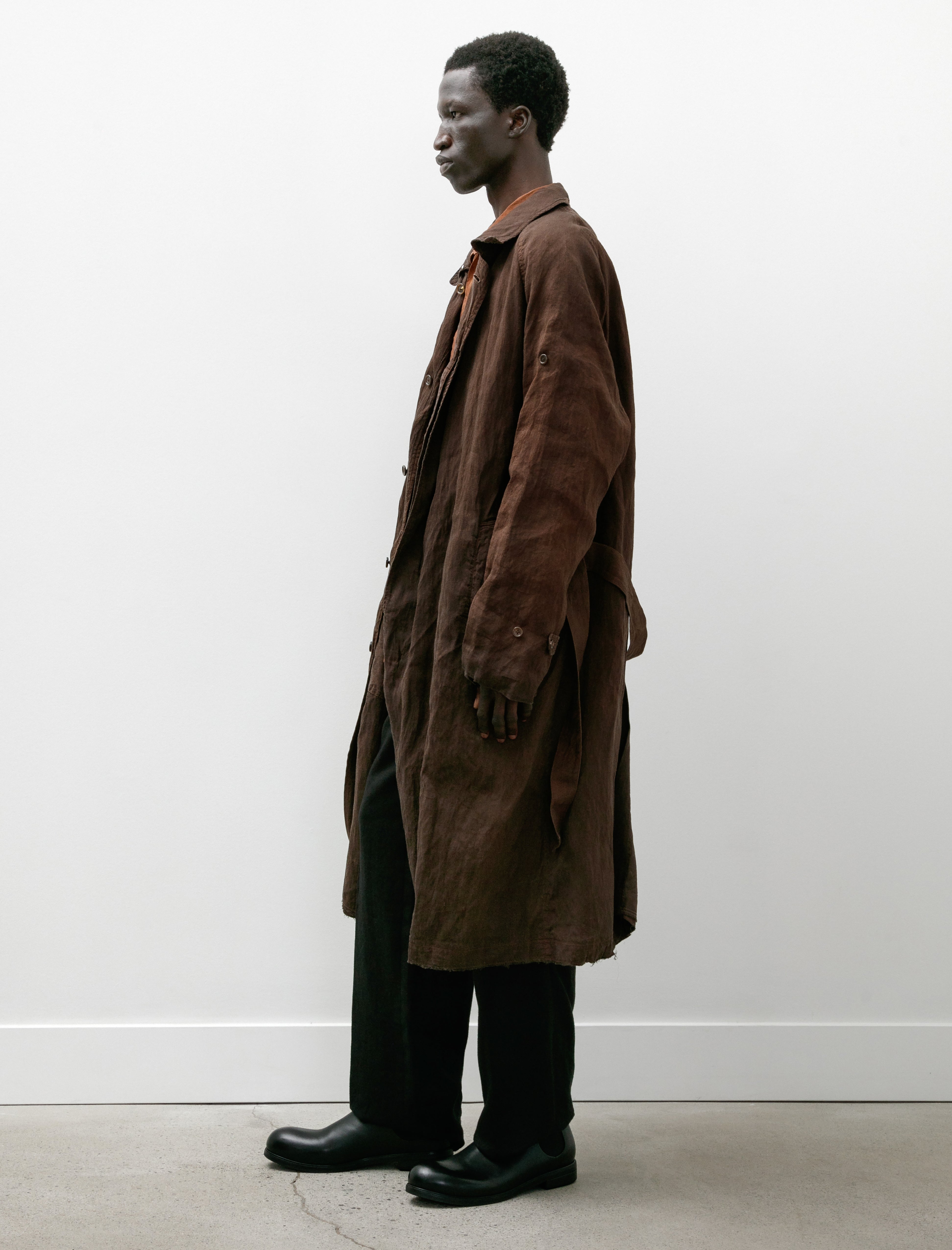 Cottle Sand Beach Balmacaan Coat Kakishibu Black