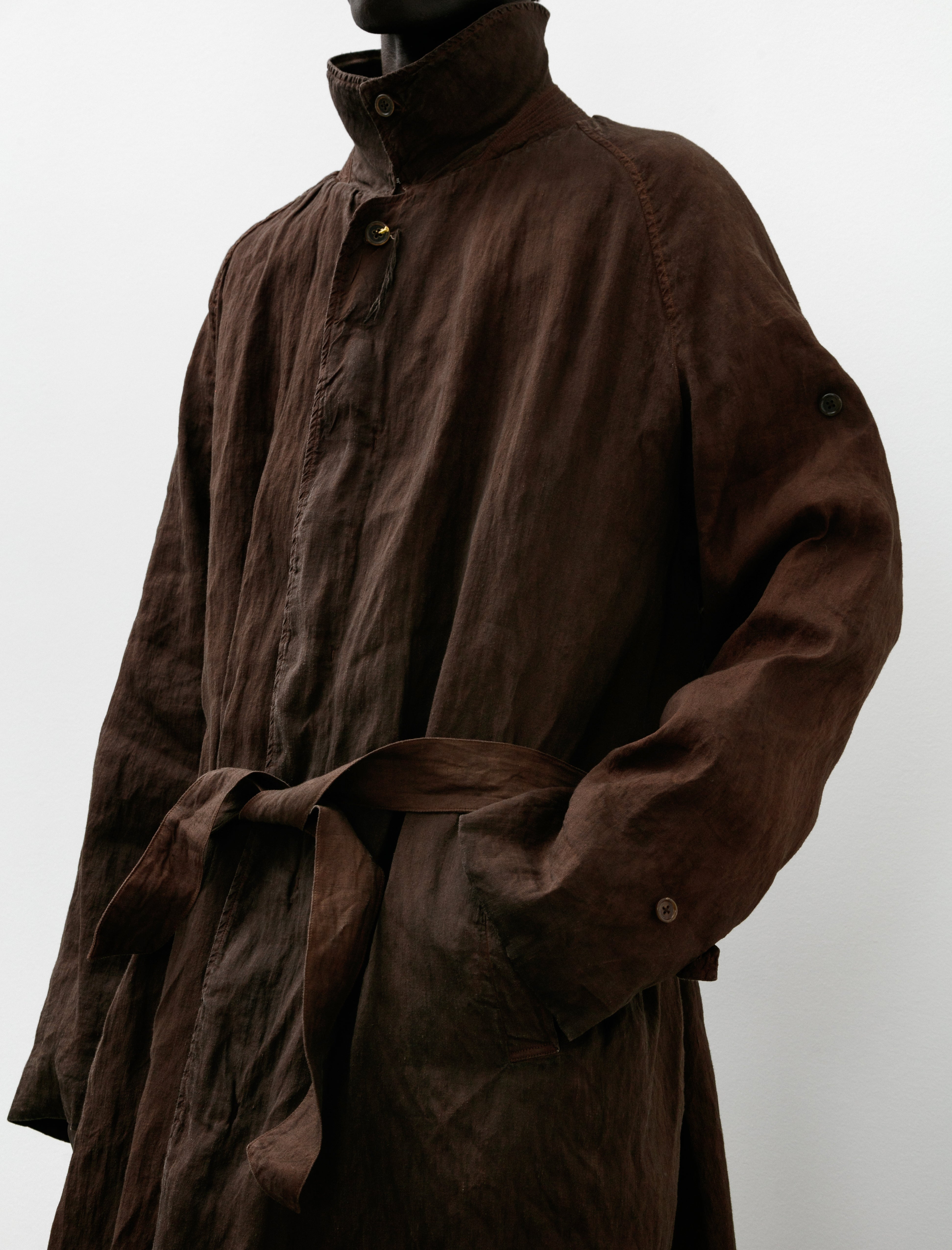 Cottle Sand Beach Balmacaan Coat Kakishibu Black