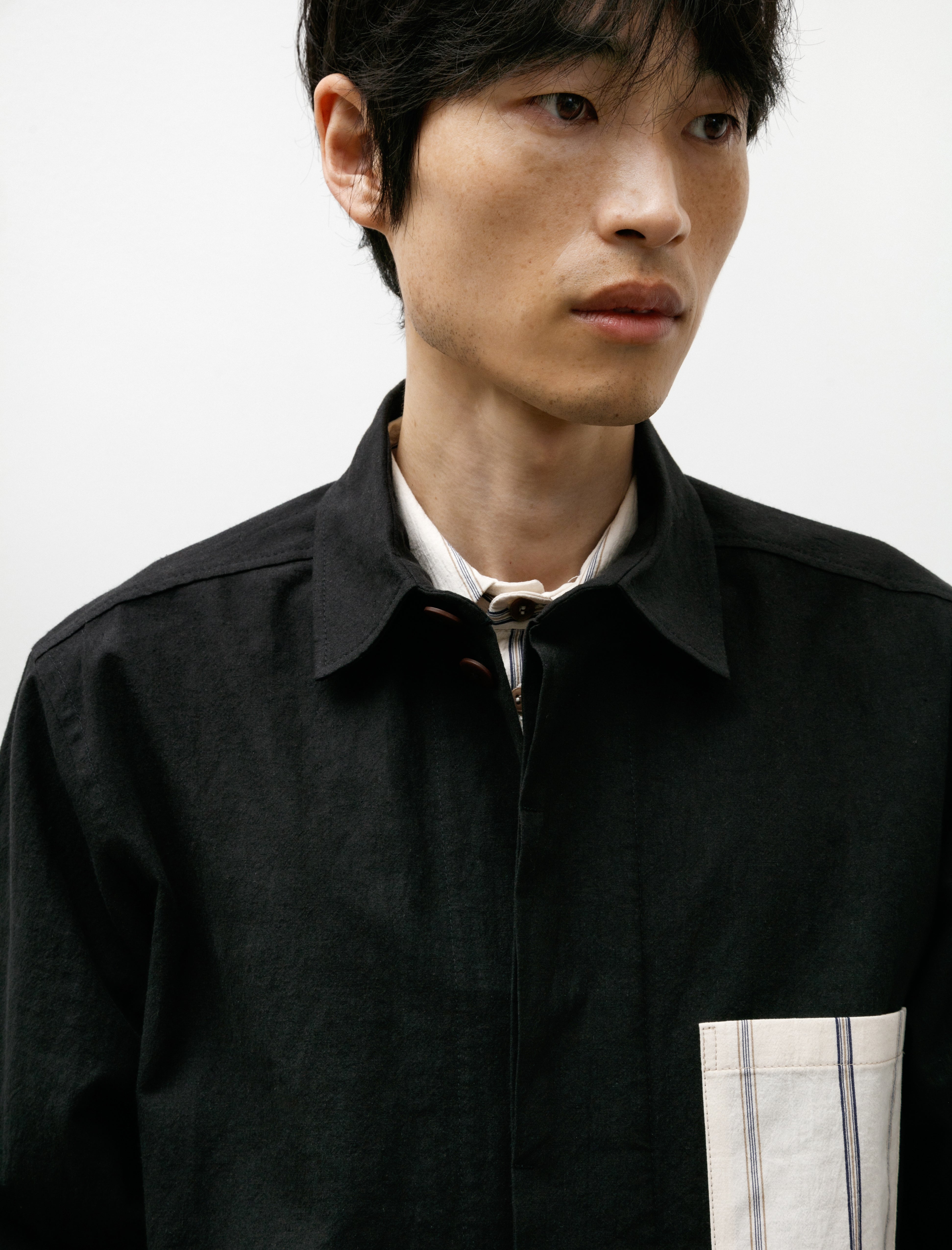 Frank Leder Linen Cotton Striped Pocket Jacket