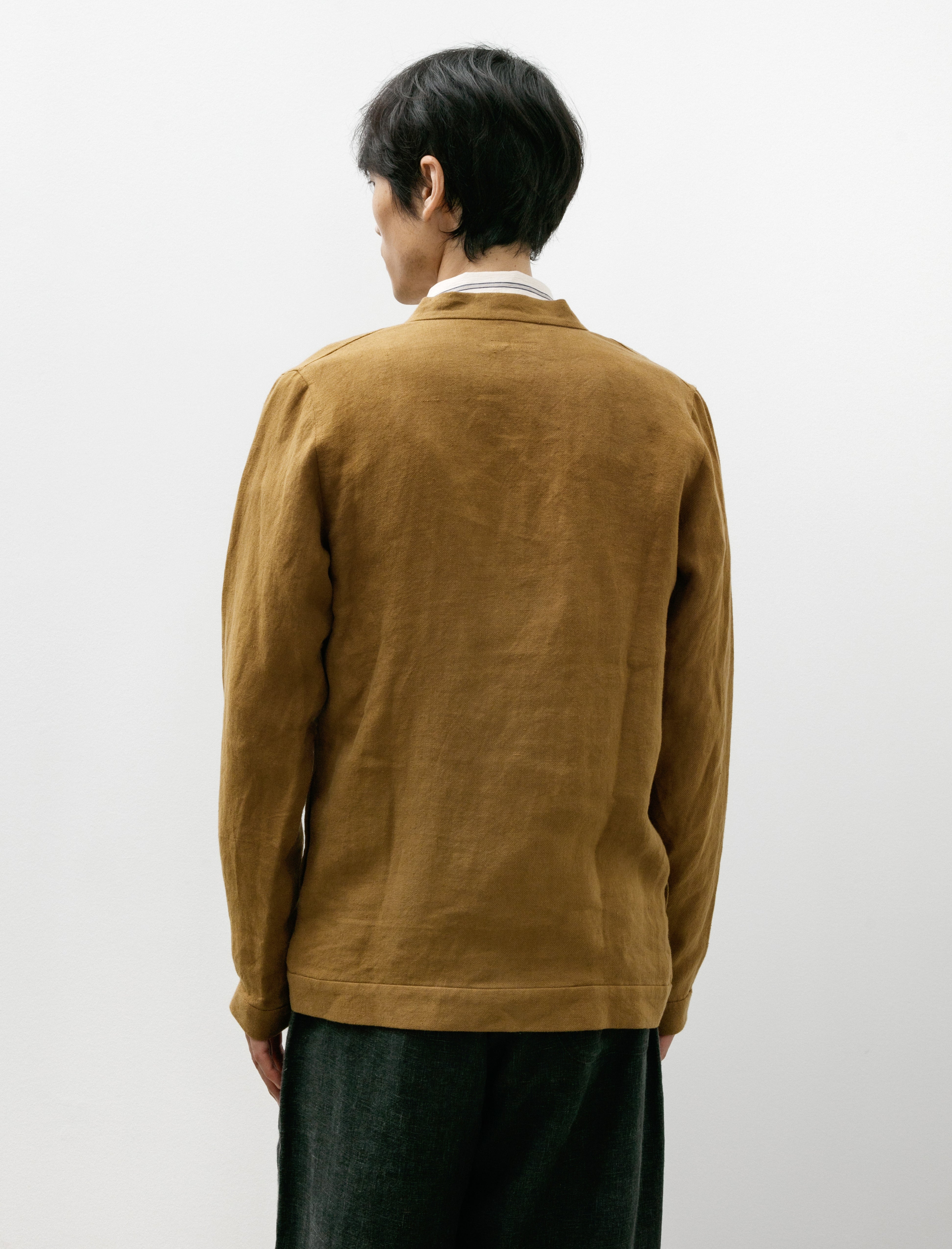 Frank Leder Washed Linen Cardigan Tan