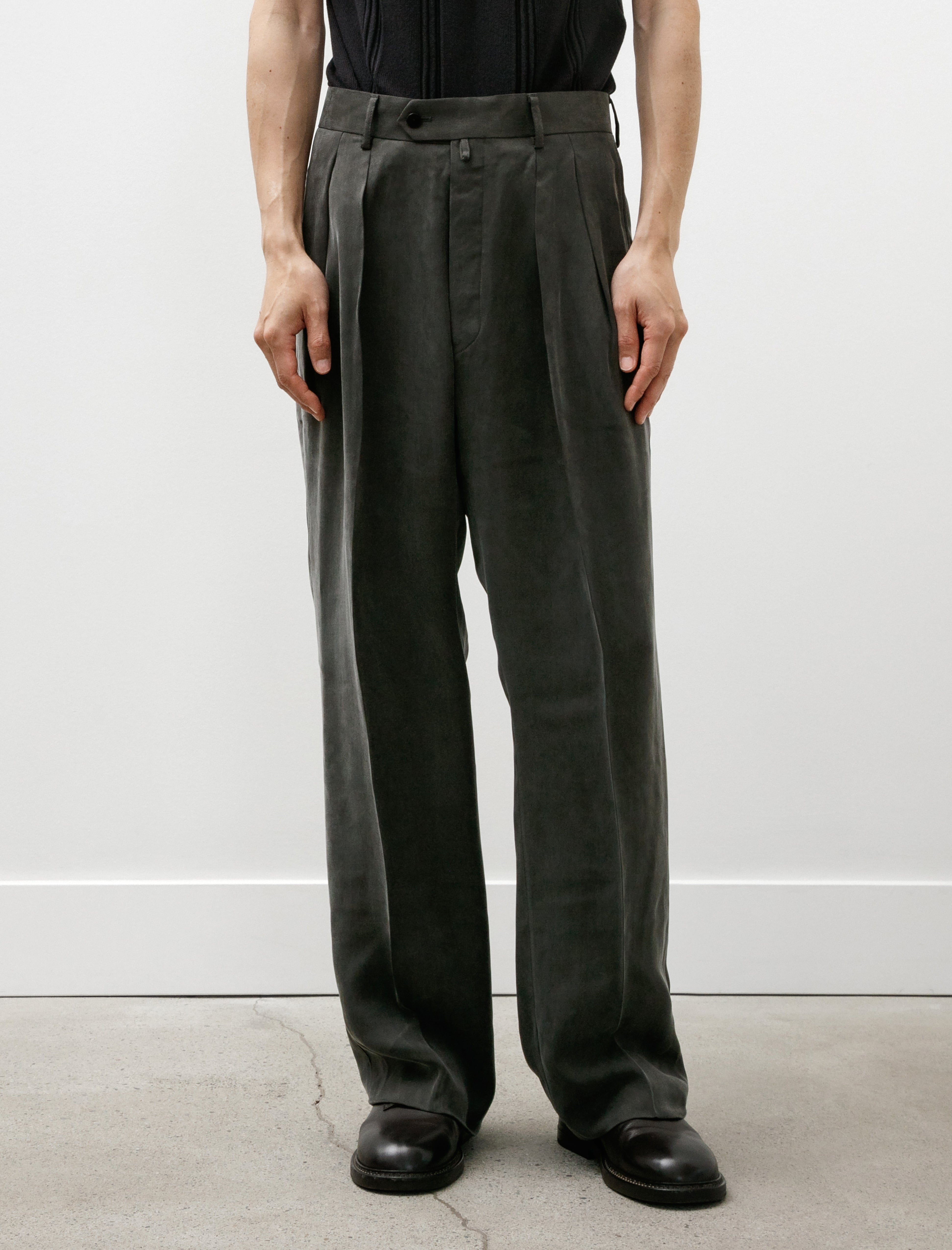 Neat Highdensity Cupro Wide Pants Olive