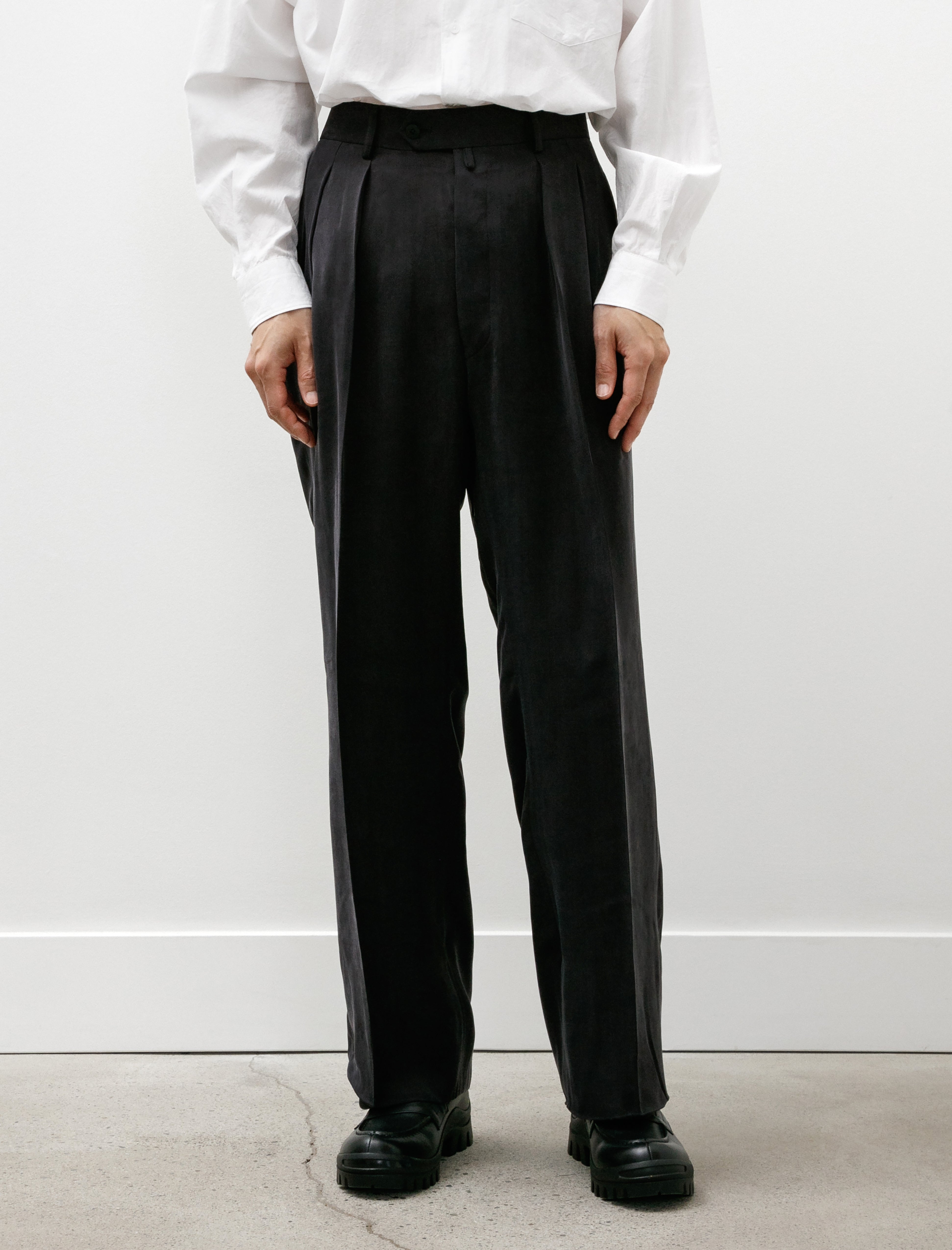 Neat Highdensity Cupro Wide Pants Navy