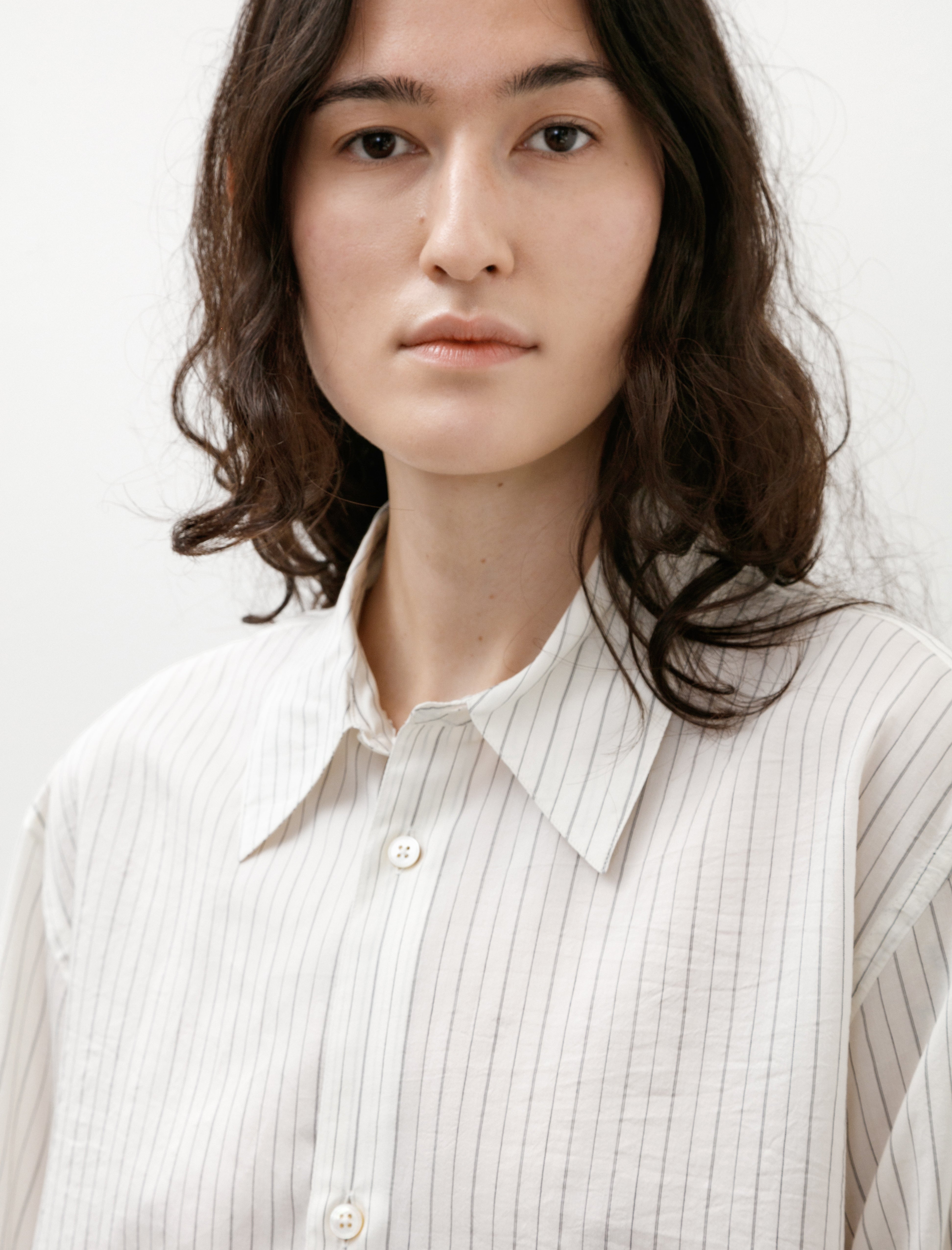 Studio Nicholson View Silk Shirt Ecru/Black