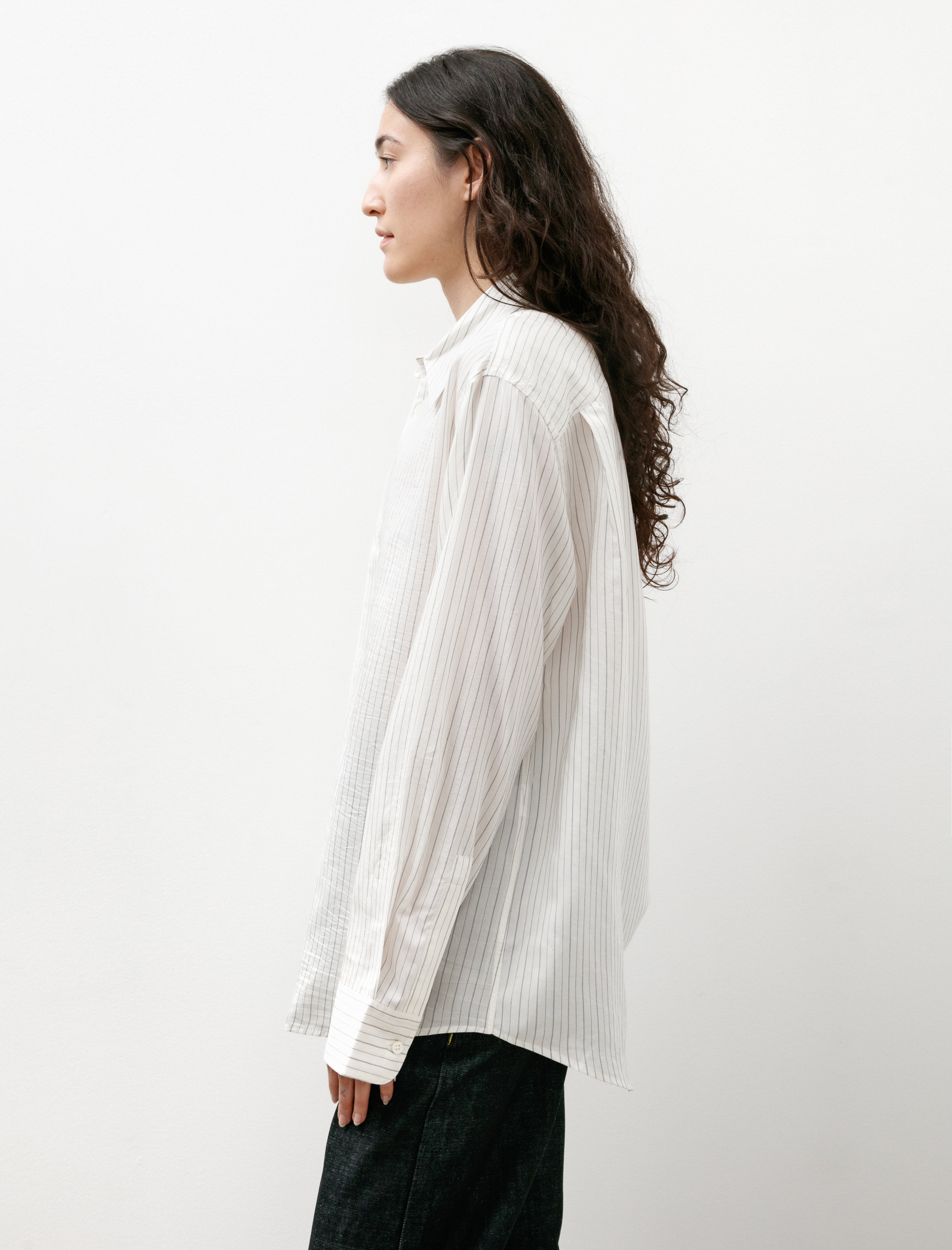 Studio Nicholson View Silk Shirt Ecru/Black