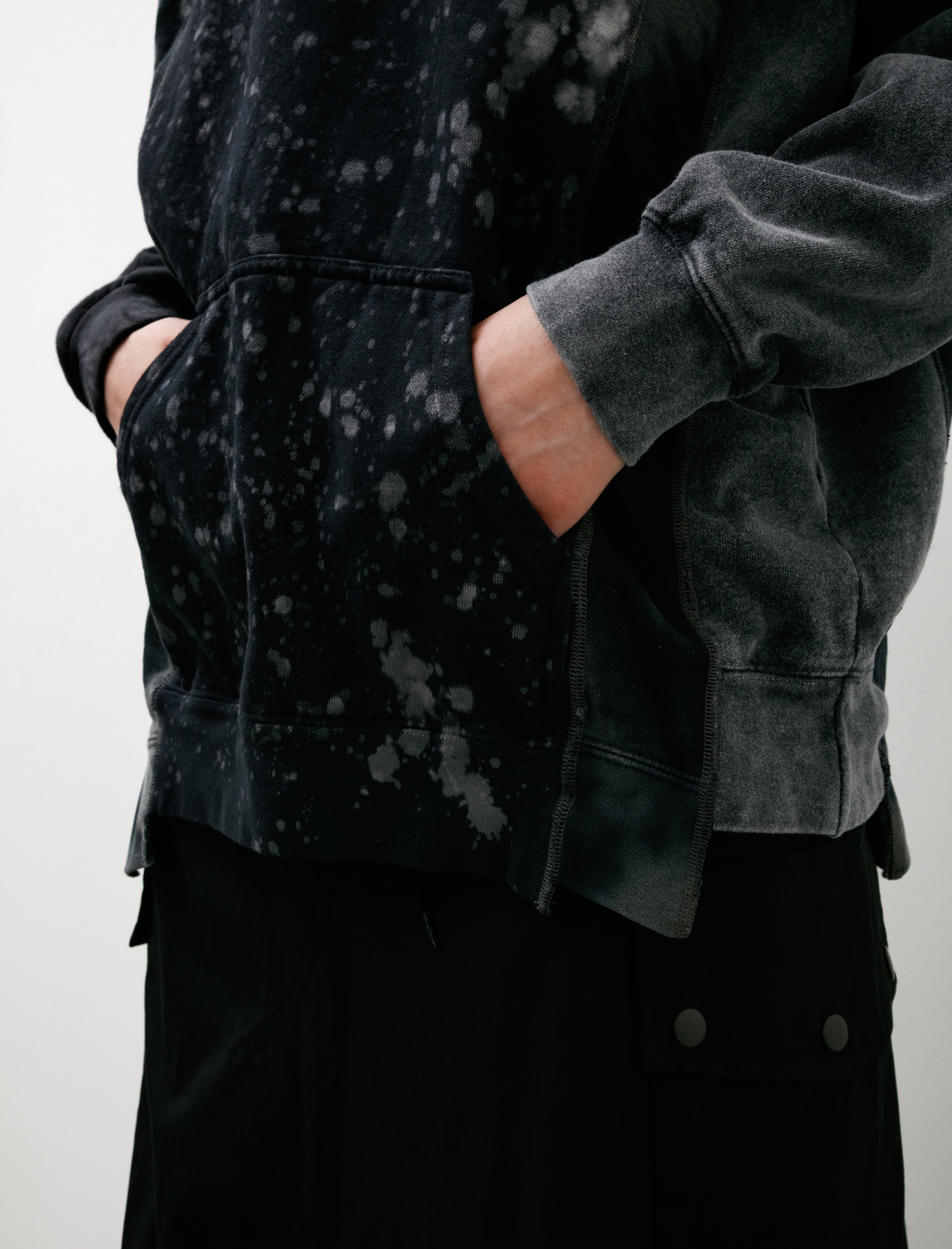 Needles Rebuild by Needles 5 Cut Hoodie Black & White Mishmash