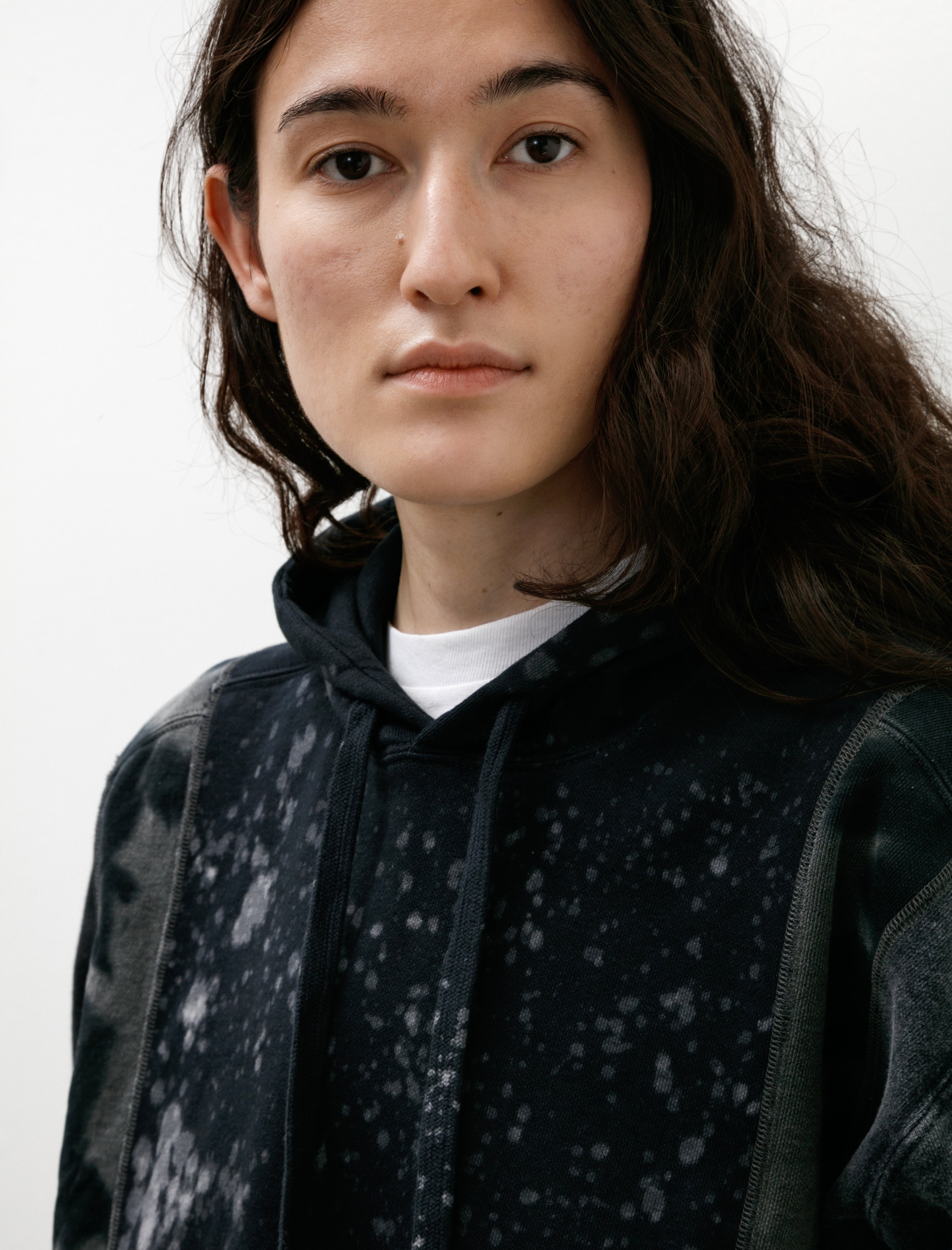 Needles Rebuild by Needles 5 Cut Hoodie Black & White Mishmash