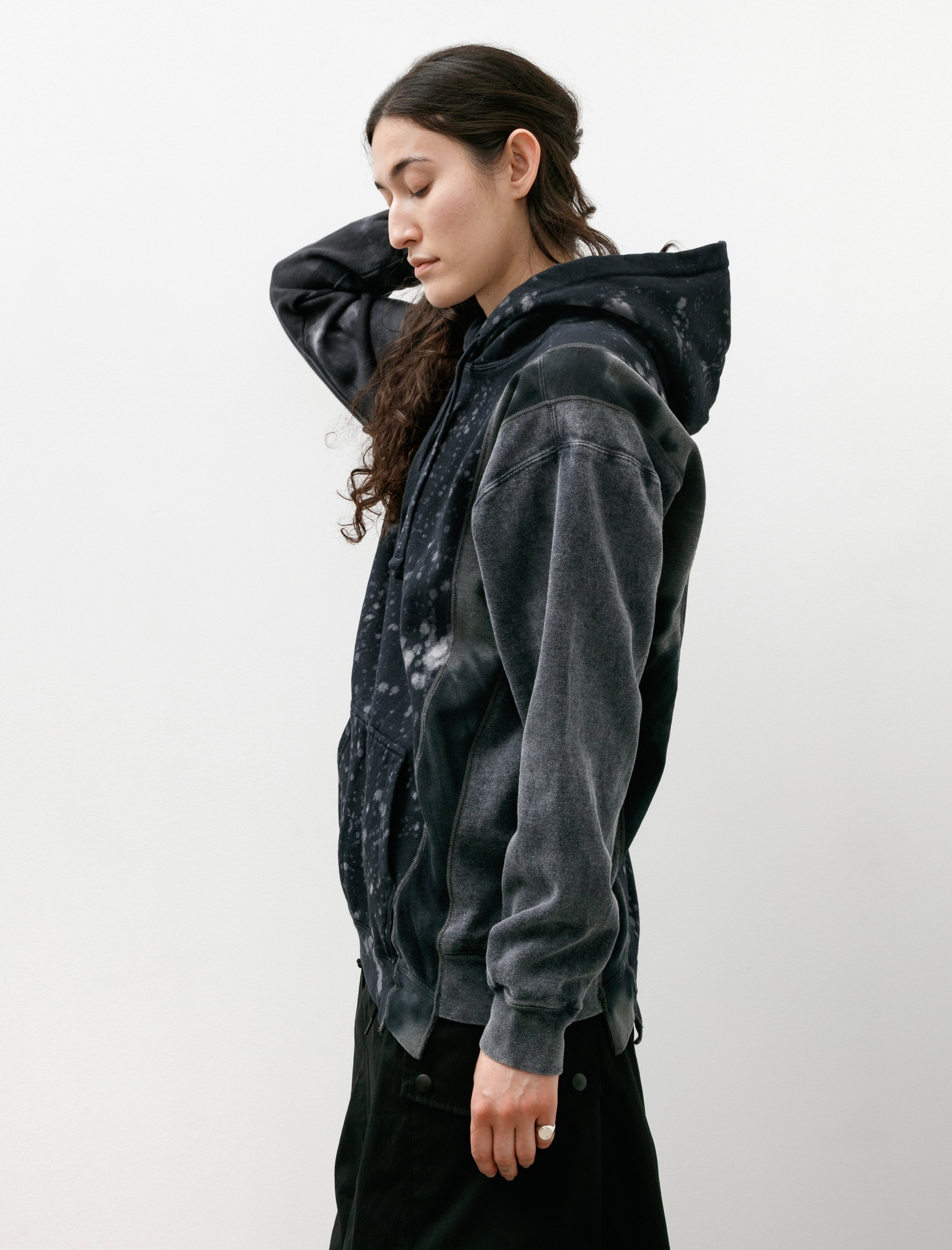 Needles Rebuild by Needles 5 Cut Hoodie Black & White Mishmash