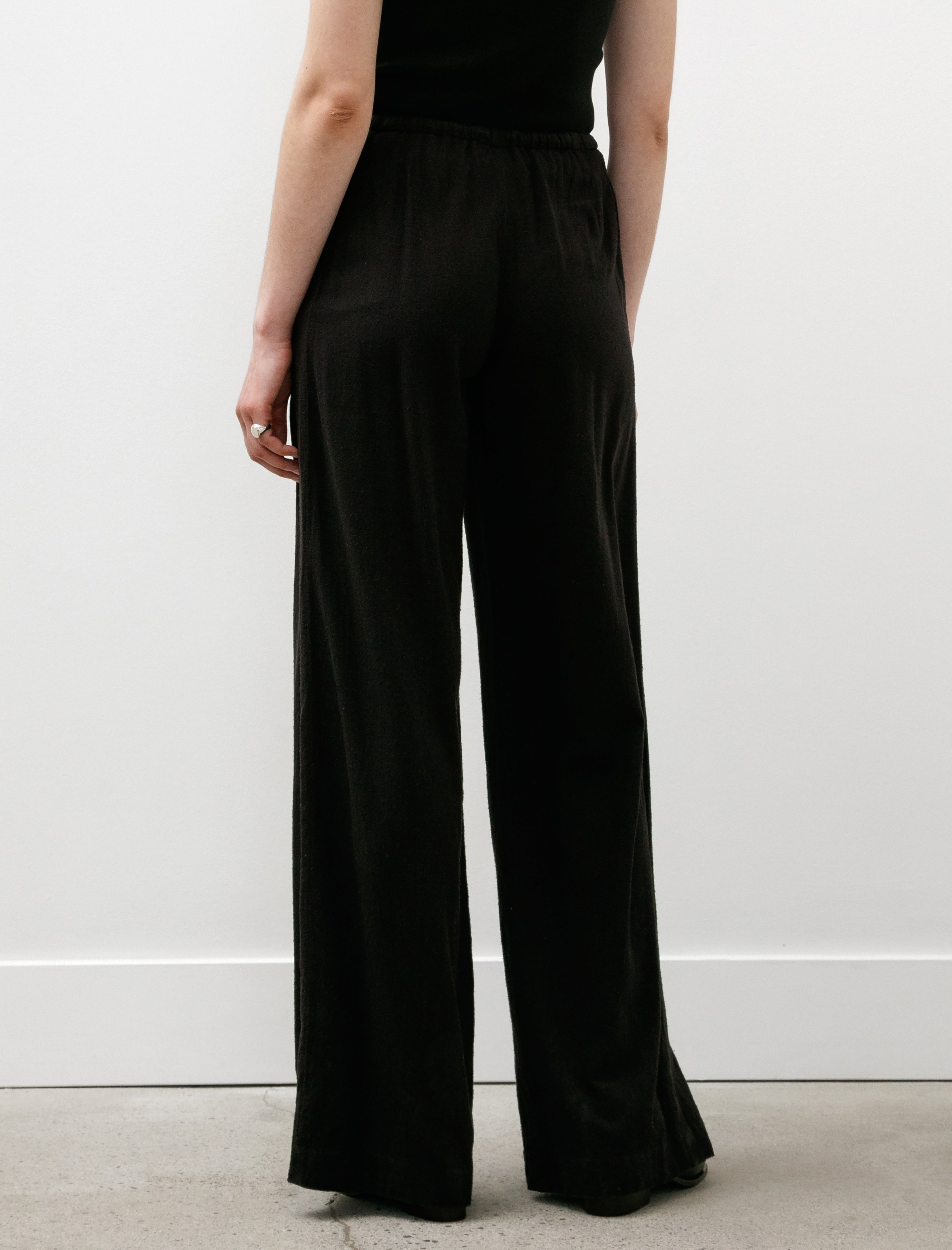 Comoli Raw Silk Wide Pants Black