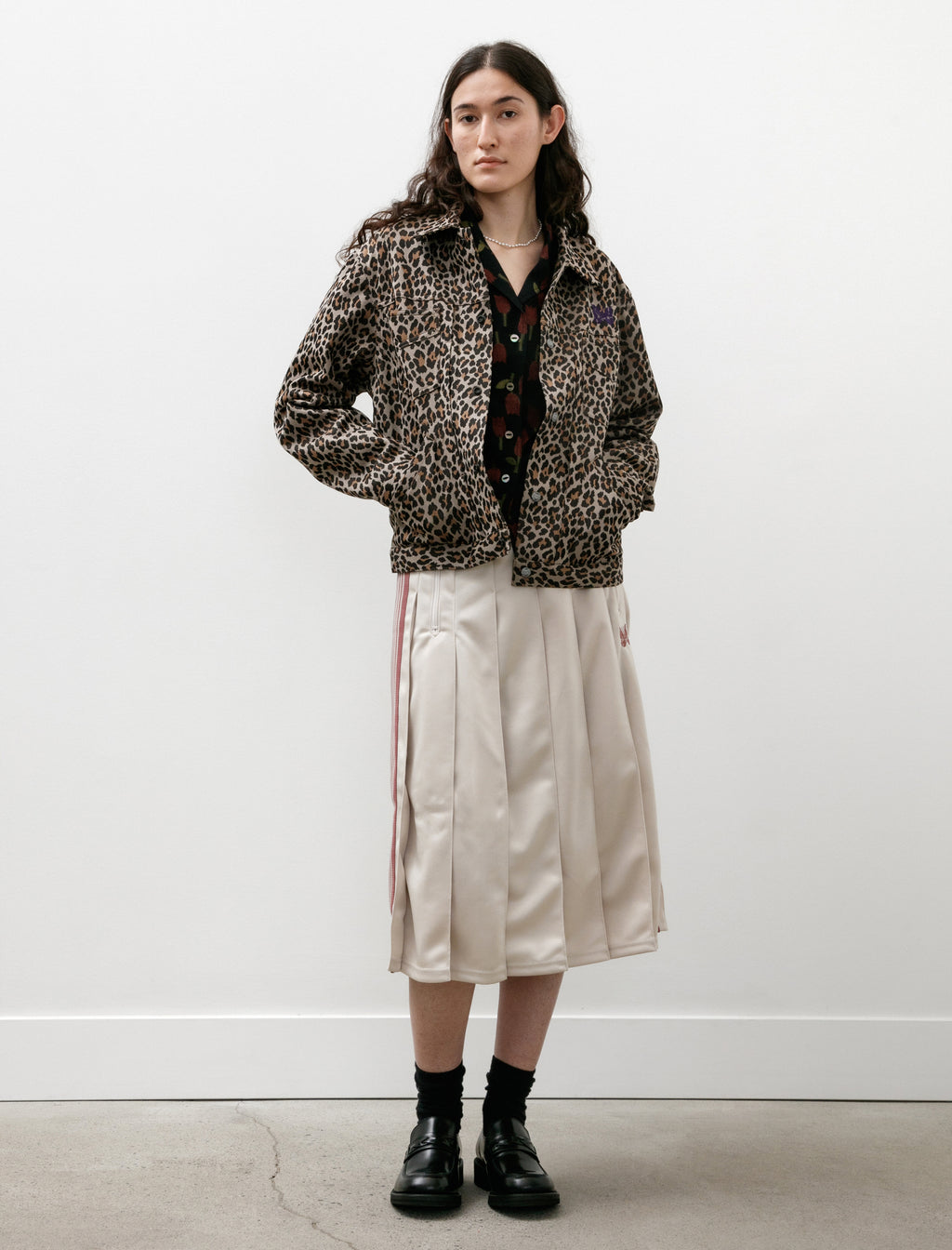 Needles ニードルス 23AW 日本製 Irvin Flying Jacket - W/PE/R Big Leopard Jq. アービンフライングジャケット レオパードジャガード NS081 M Grey 定価126,500円 アウター【中古】【Needles】 Needles - Needles ニードルス 23AW 日本製 Irvin Flying Jacket - W