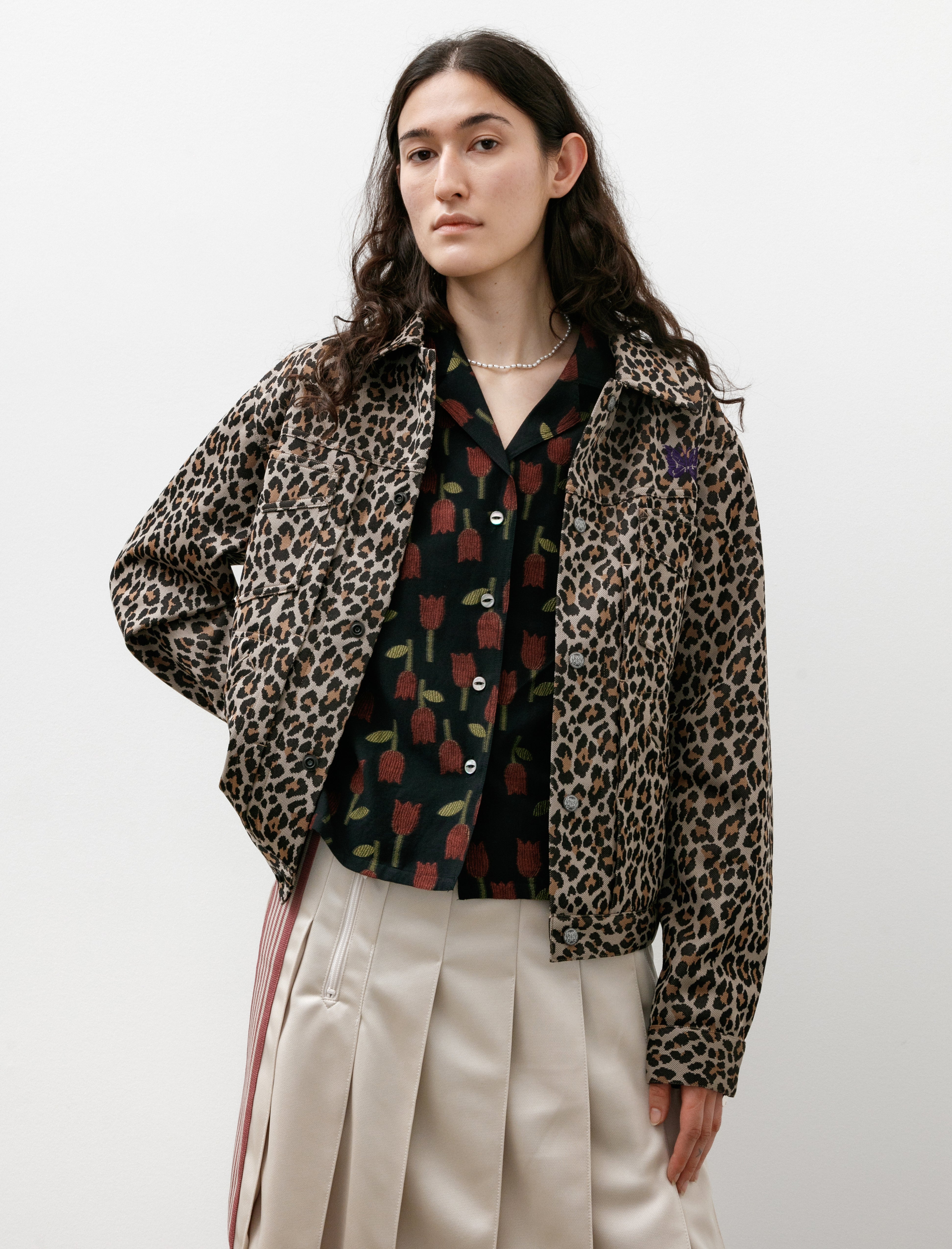 Needles Penny Jean Jacket Poly Jacquard Leopard