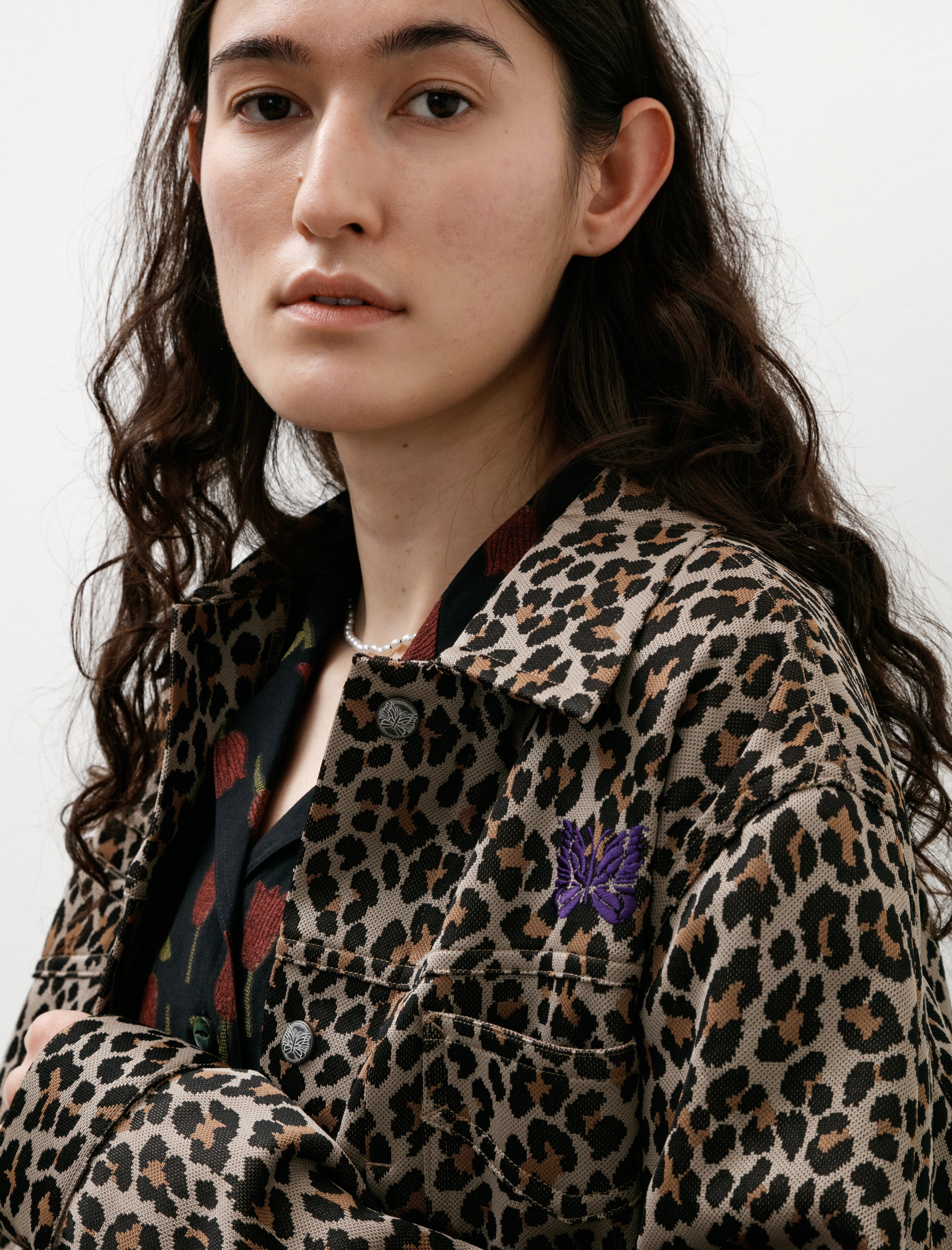 Needles Penny Jean Jacket Poly Jacquard Leopard