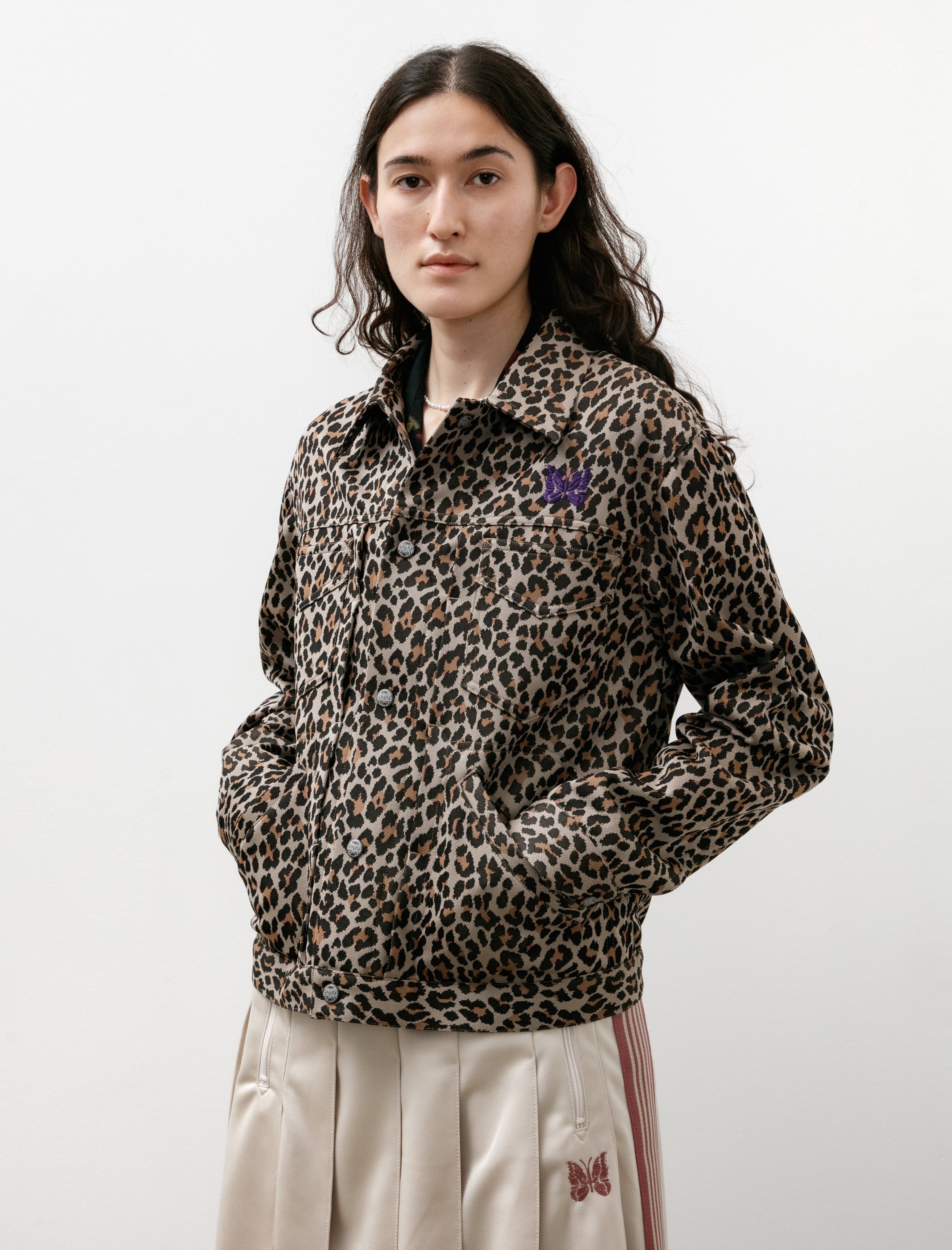 Needles Penny Jean Jacket Poly Jacquard Leopard