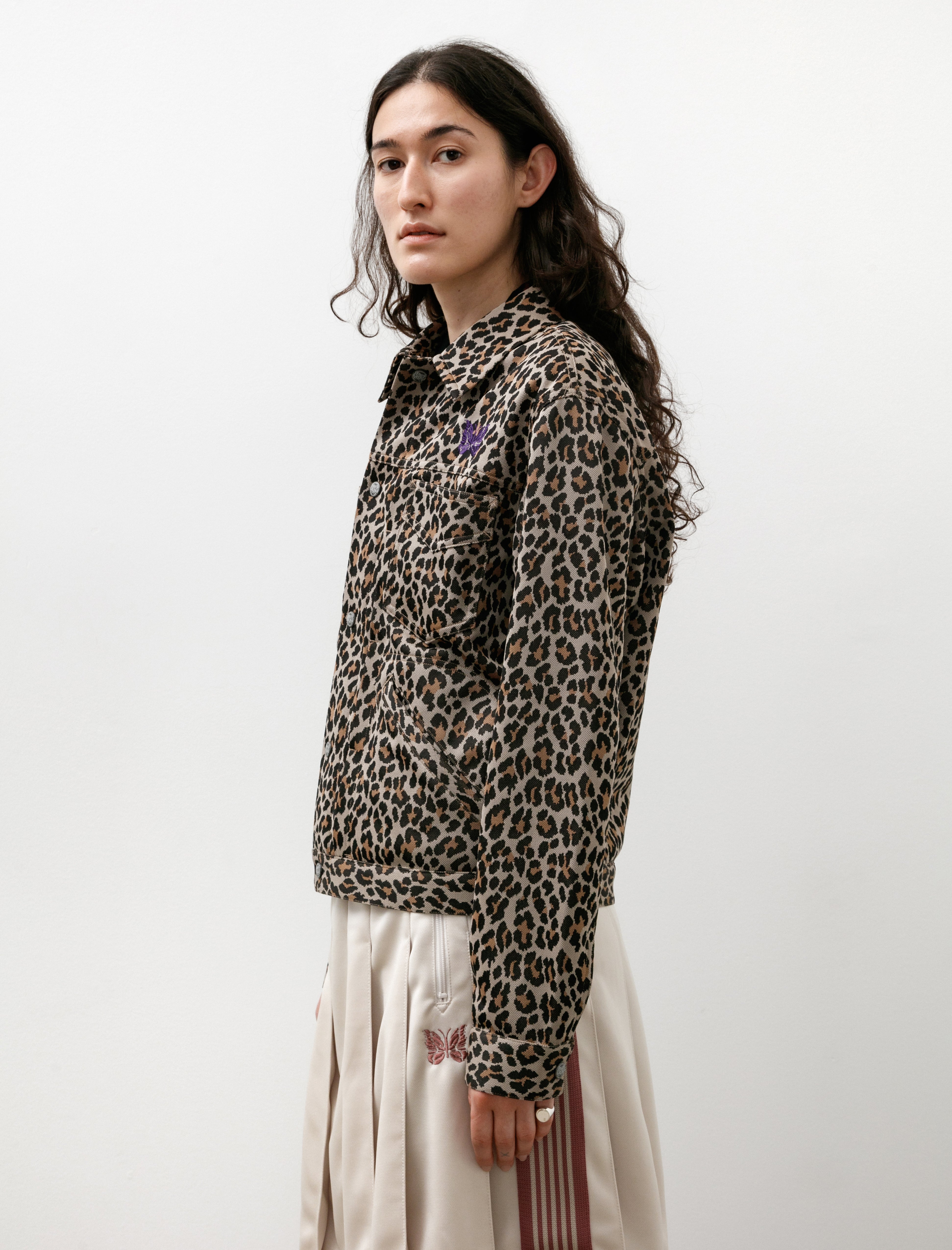 Needles Penny Jean Jacket Poly Jacquard Leopard
