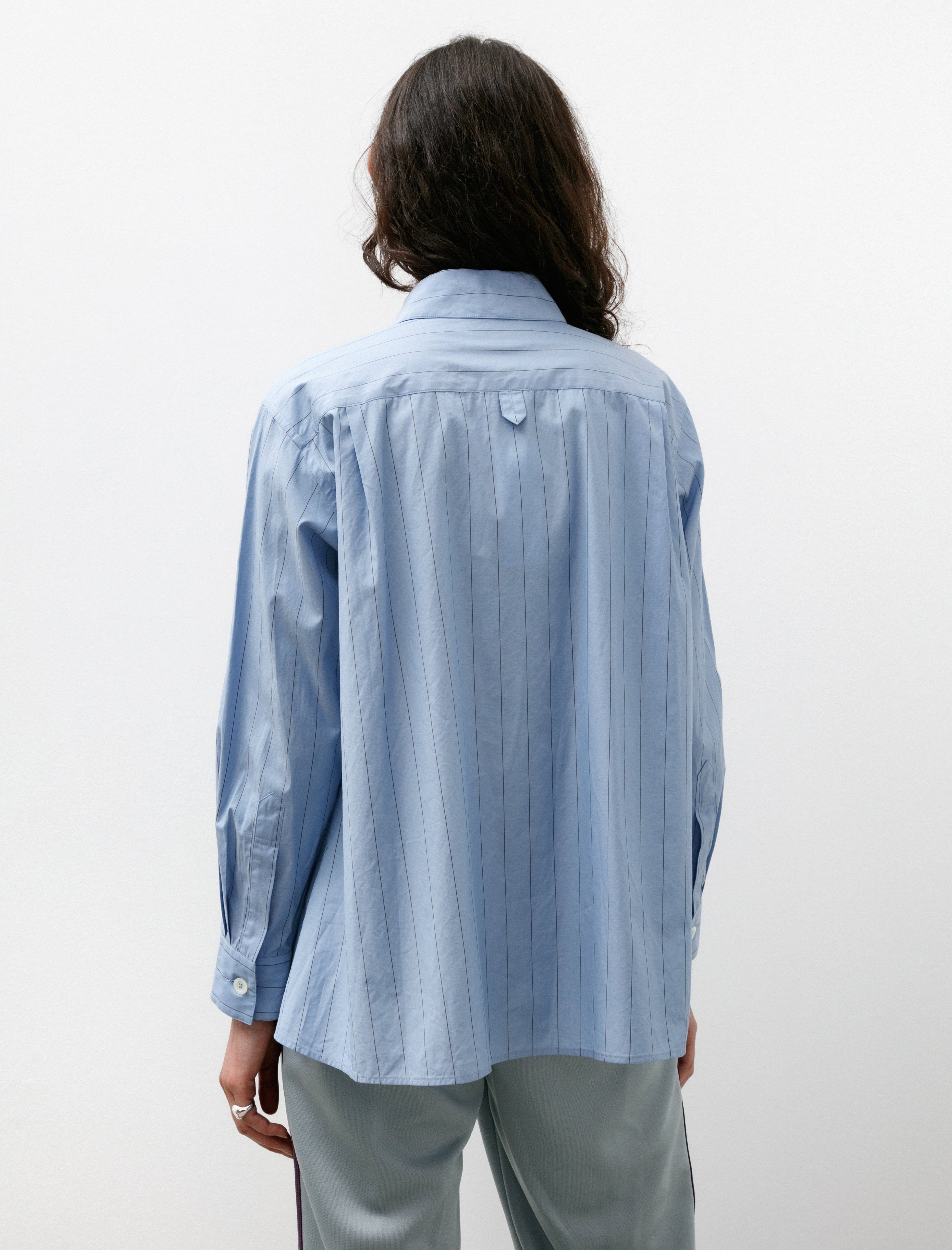 Margaret Howell Swing Shirt Wide Stripe Cotton Blue/Off Black