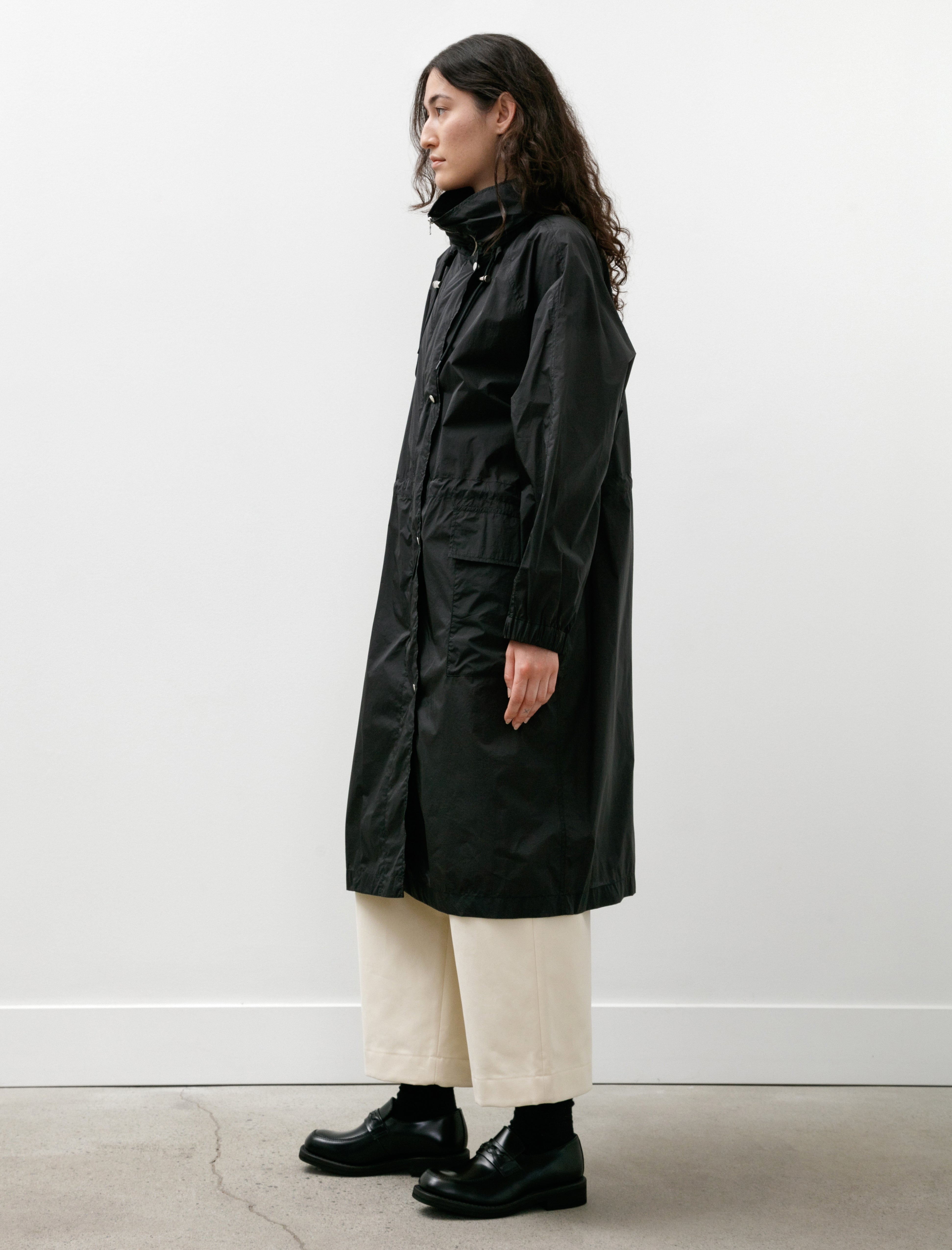 Ernie Palo Nylon Stand Collar Coat Black