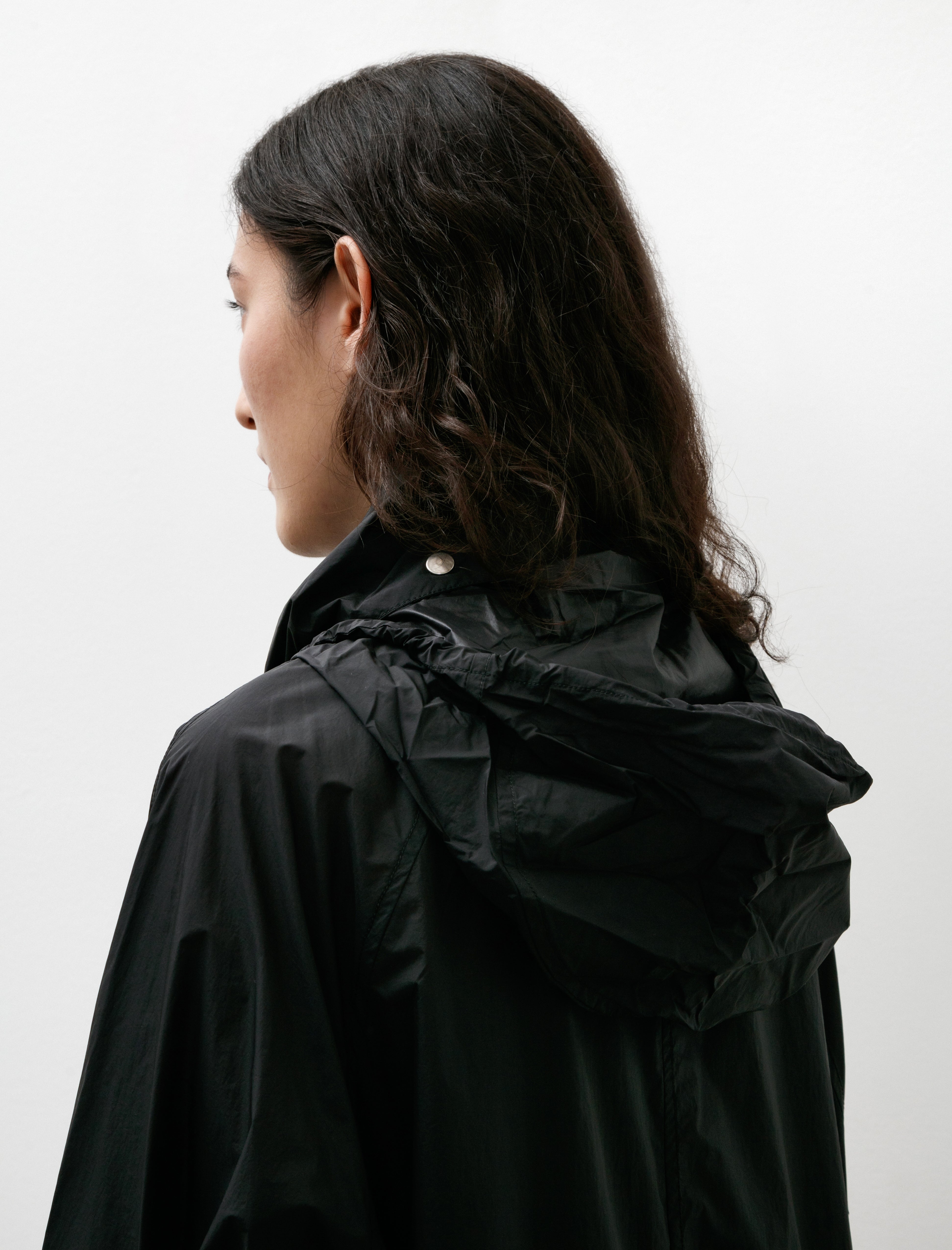 Ernie Palo Nylon Stand Collar Coat Black