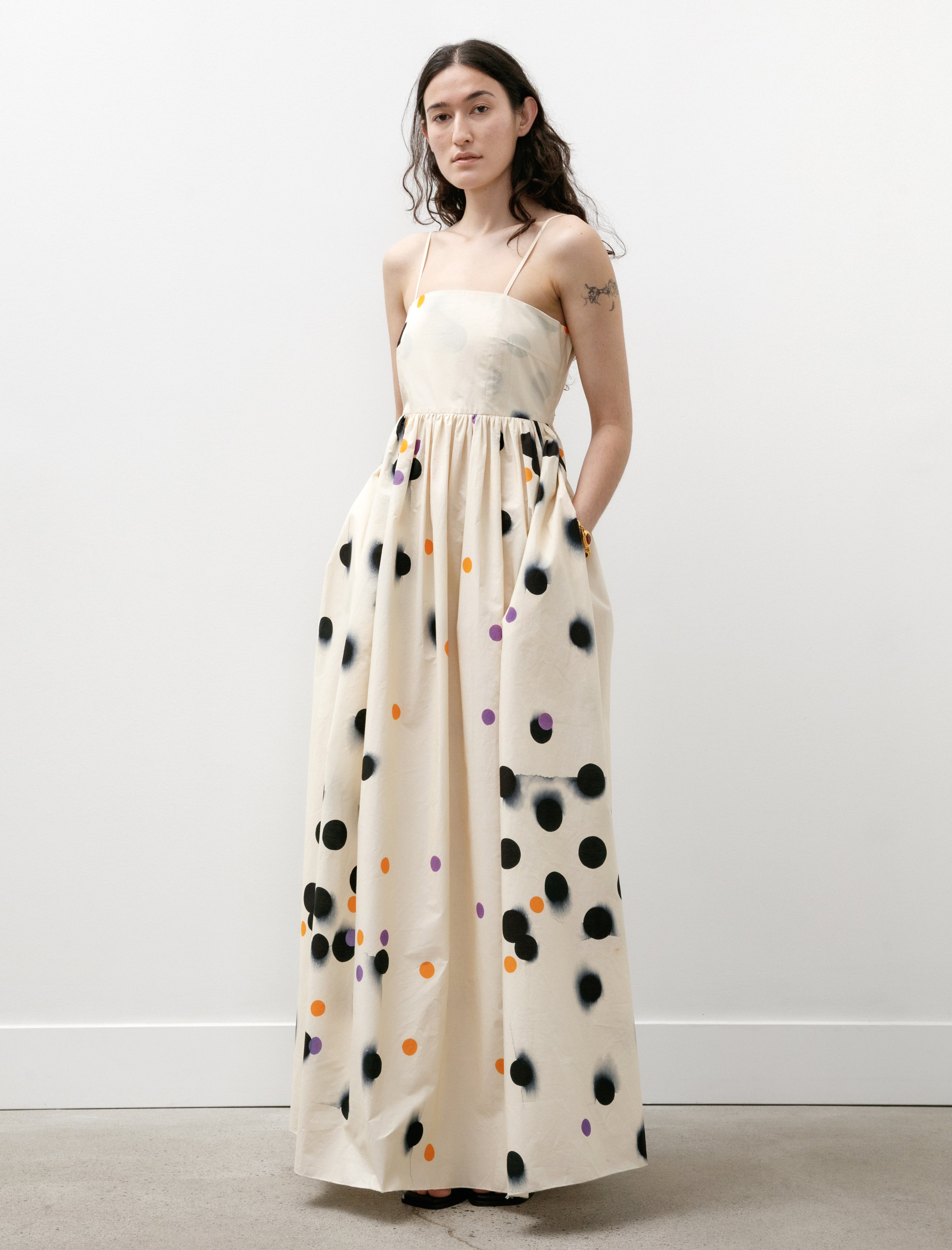 Hache Capital Dress Off White Dots Print