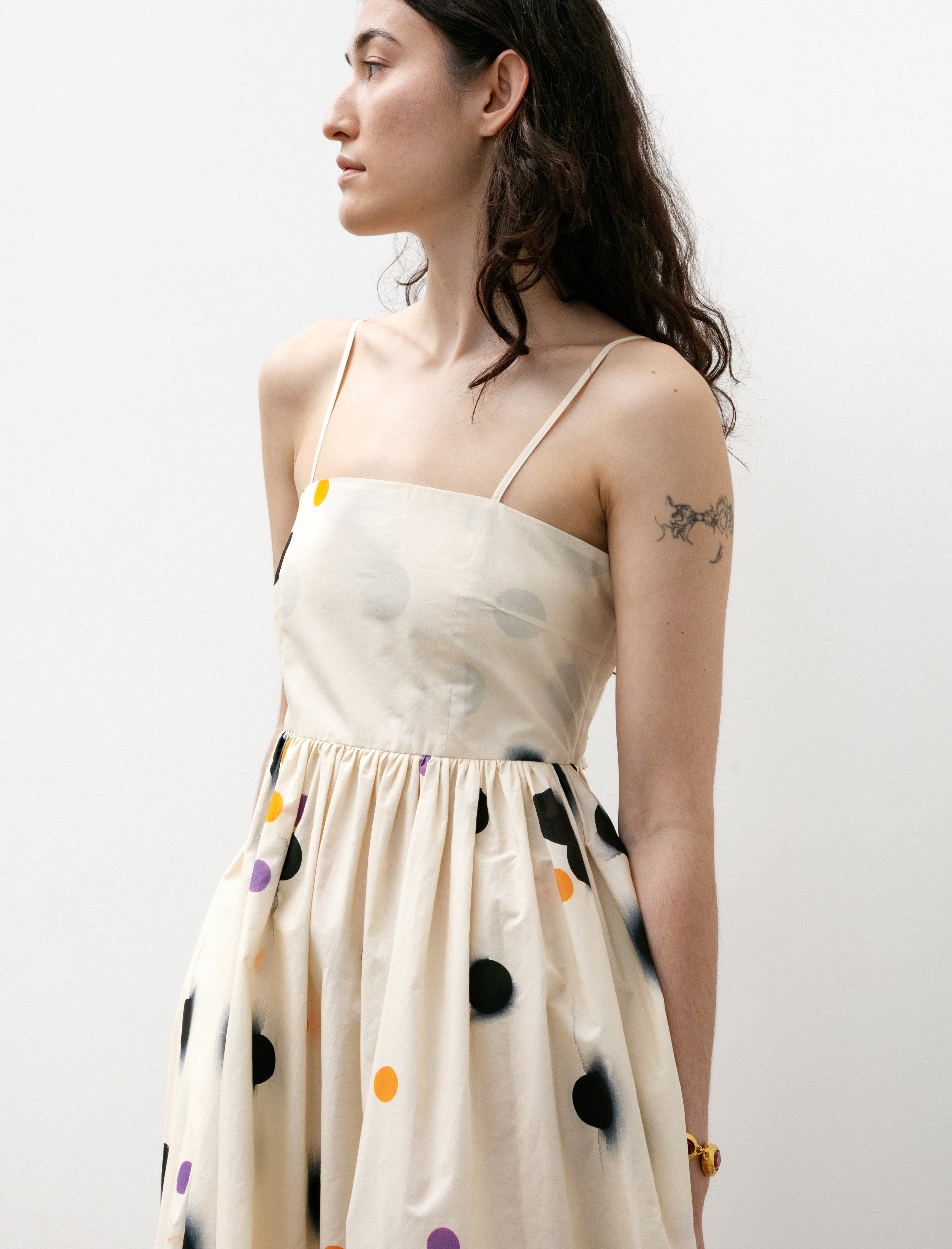 Hache Capital Dress Off White Dots Print