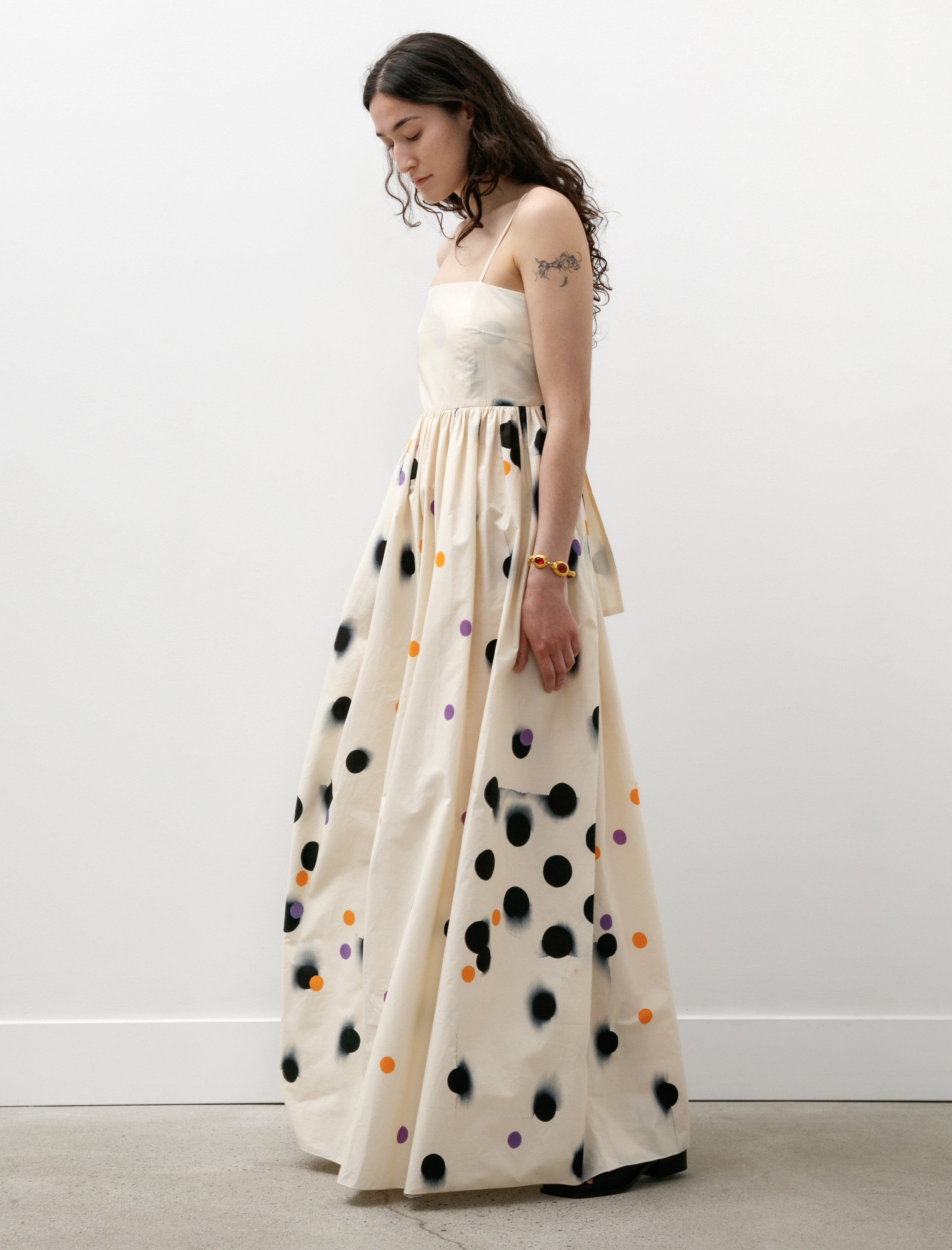 Hache Capital Dress Off White Dots Print