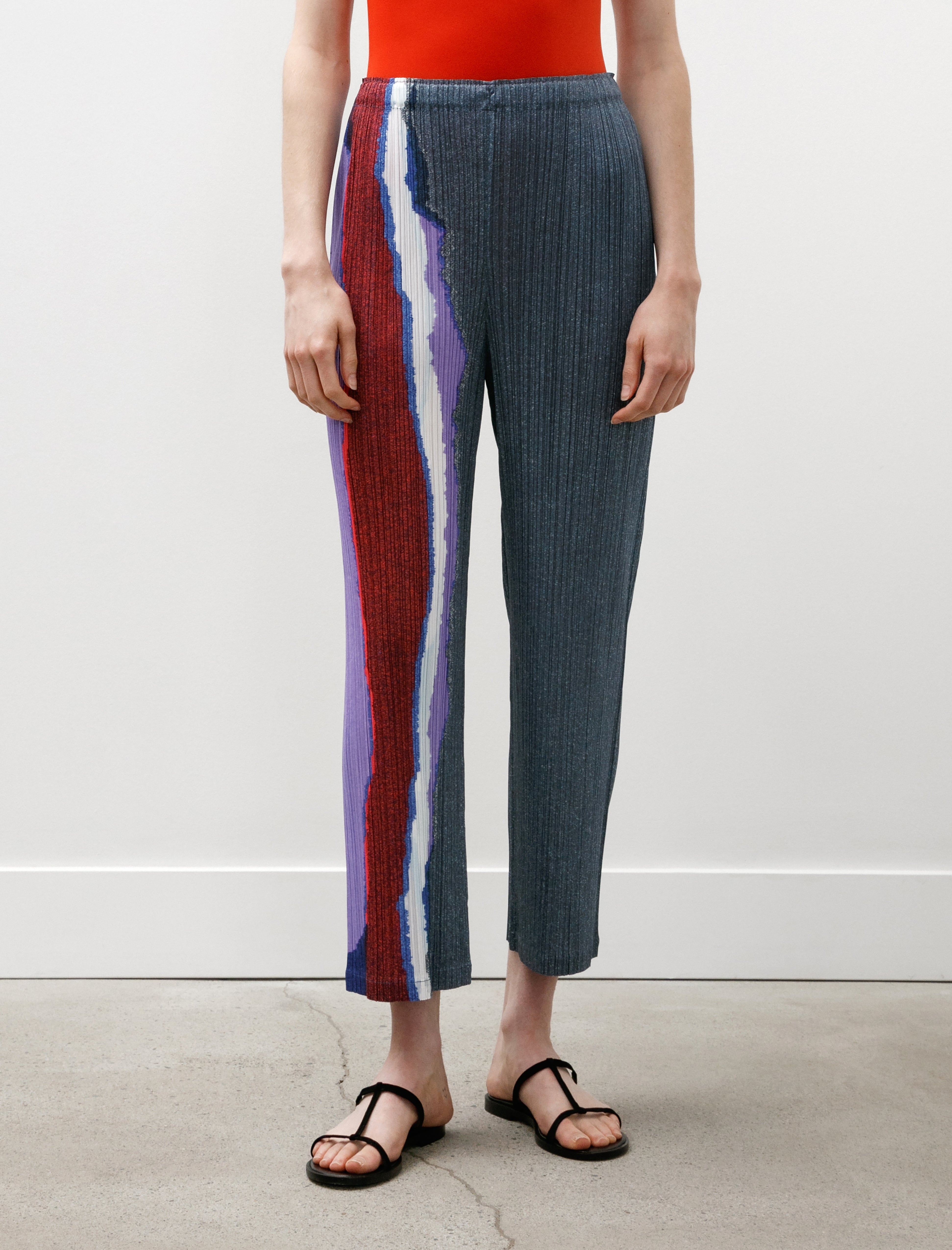 Pleats Please by Issey Miyake Grainy Colors Pants Dark Blue Grey