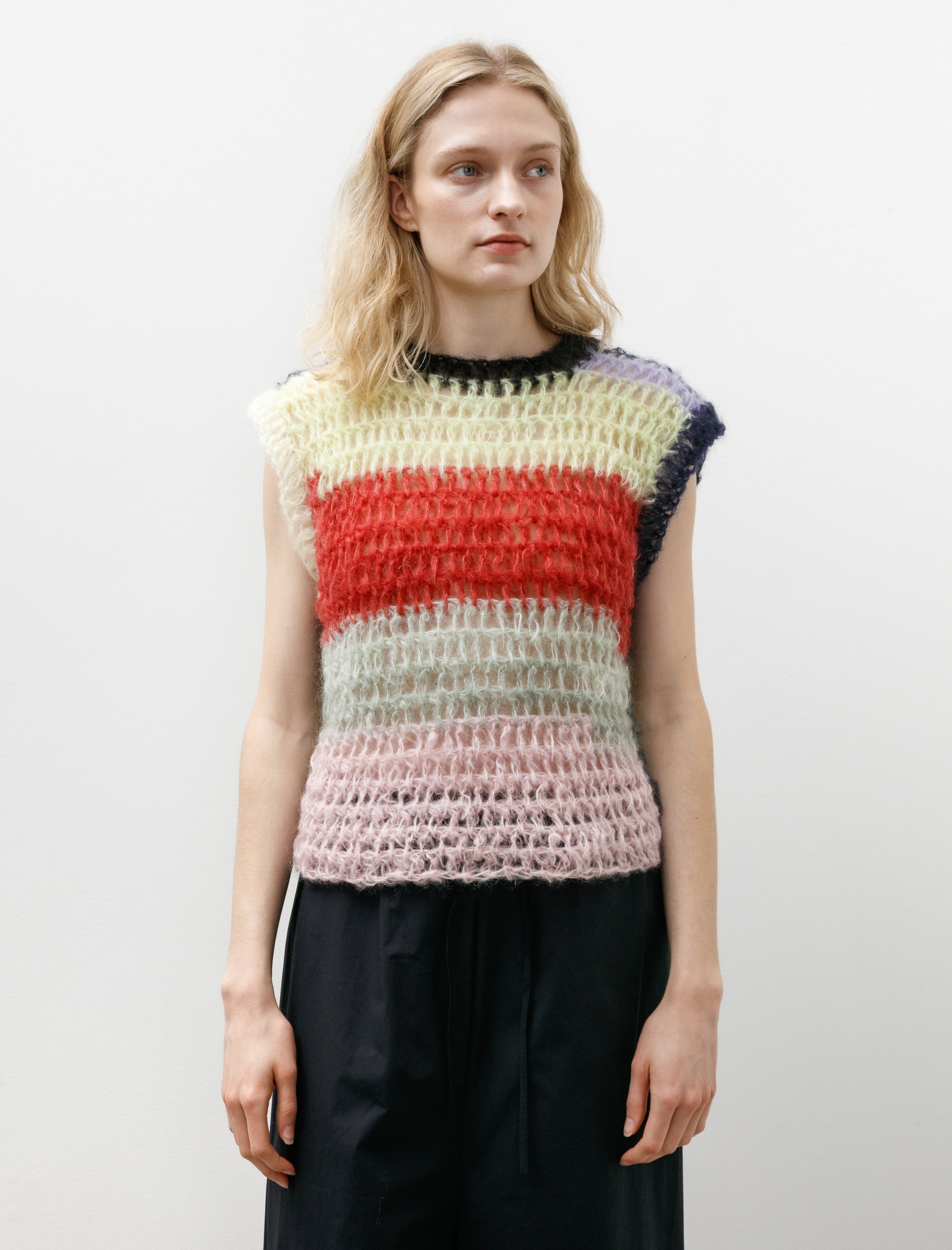 EDNA Multicolour Vest Light Green/Red/Pink