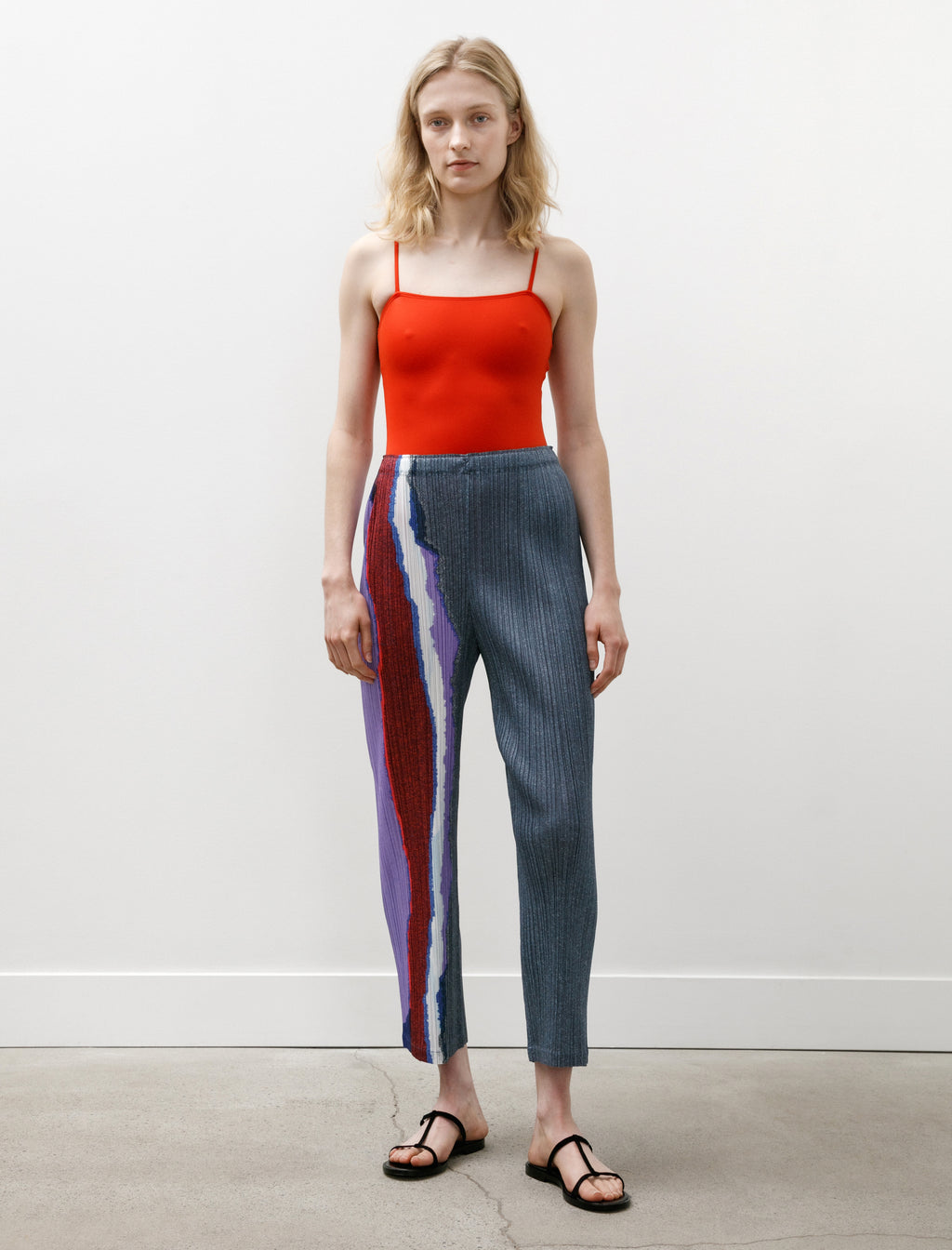 PLEATS PLEASE GRAINY COLORS 4 美品 Pleats Please by Issey Miyake Grainy Colors Pants Dark Blue Grey