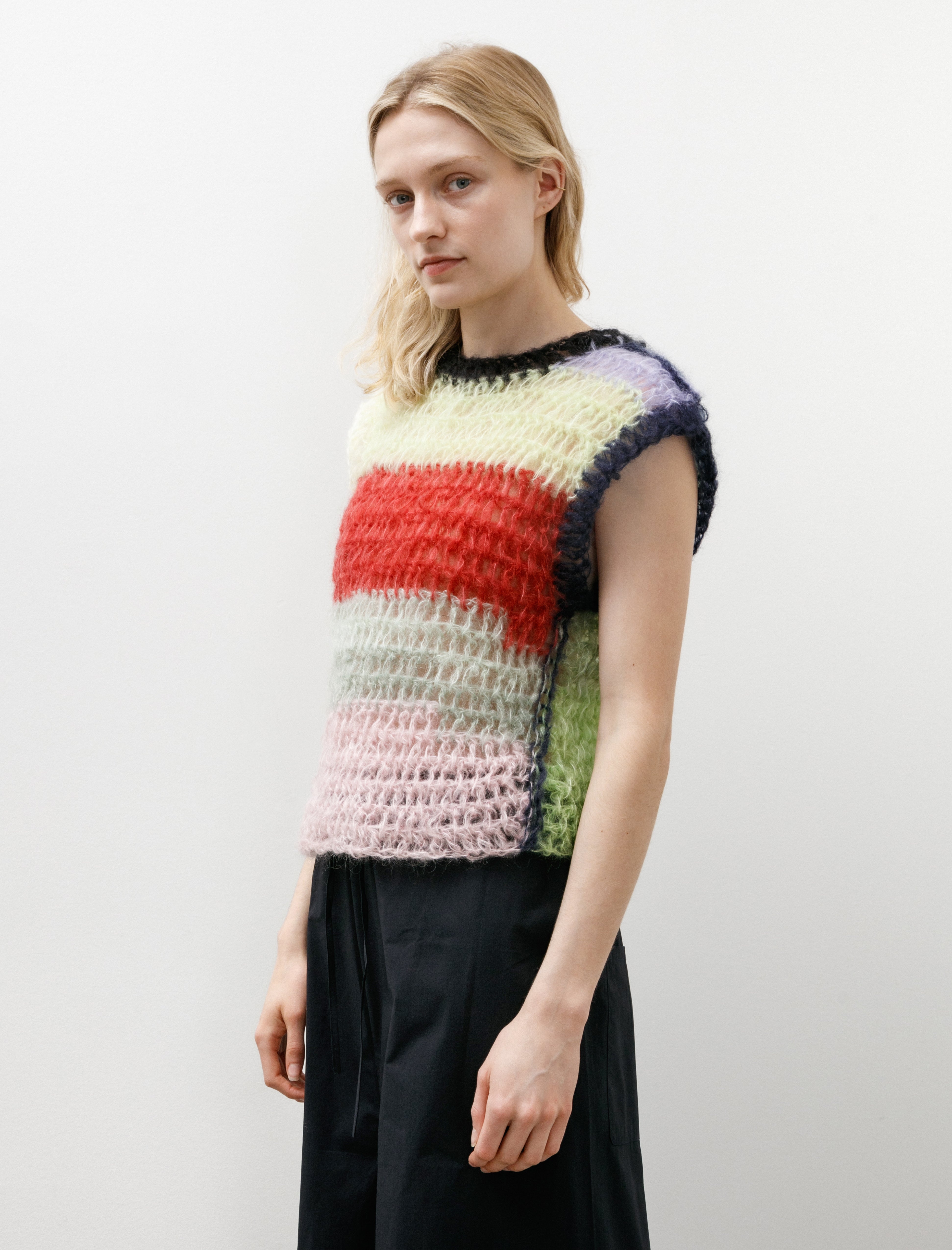 EDNA Multicolour Vest Light Green/Red/Pink