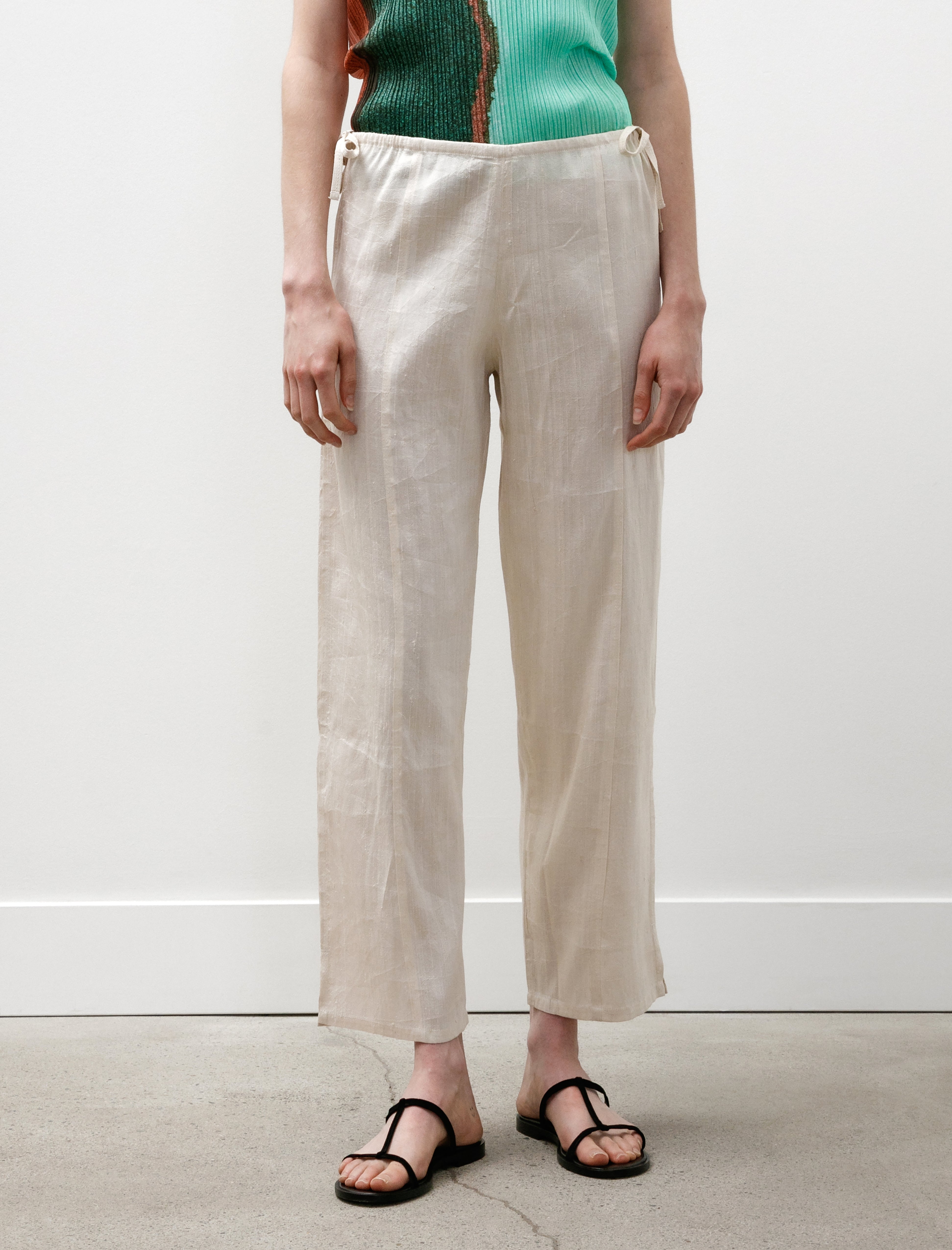Azur Raw Silk Adjustable Pants Off White