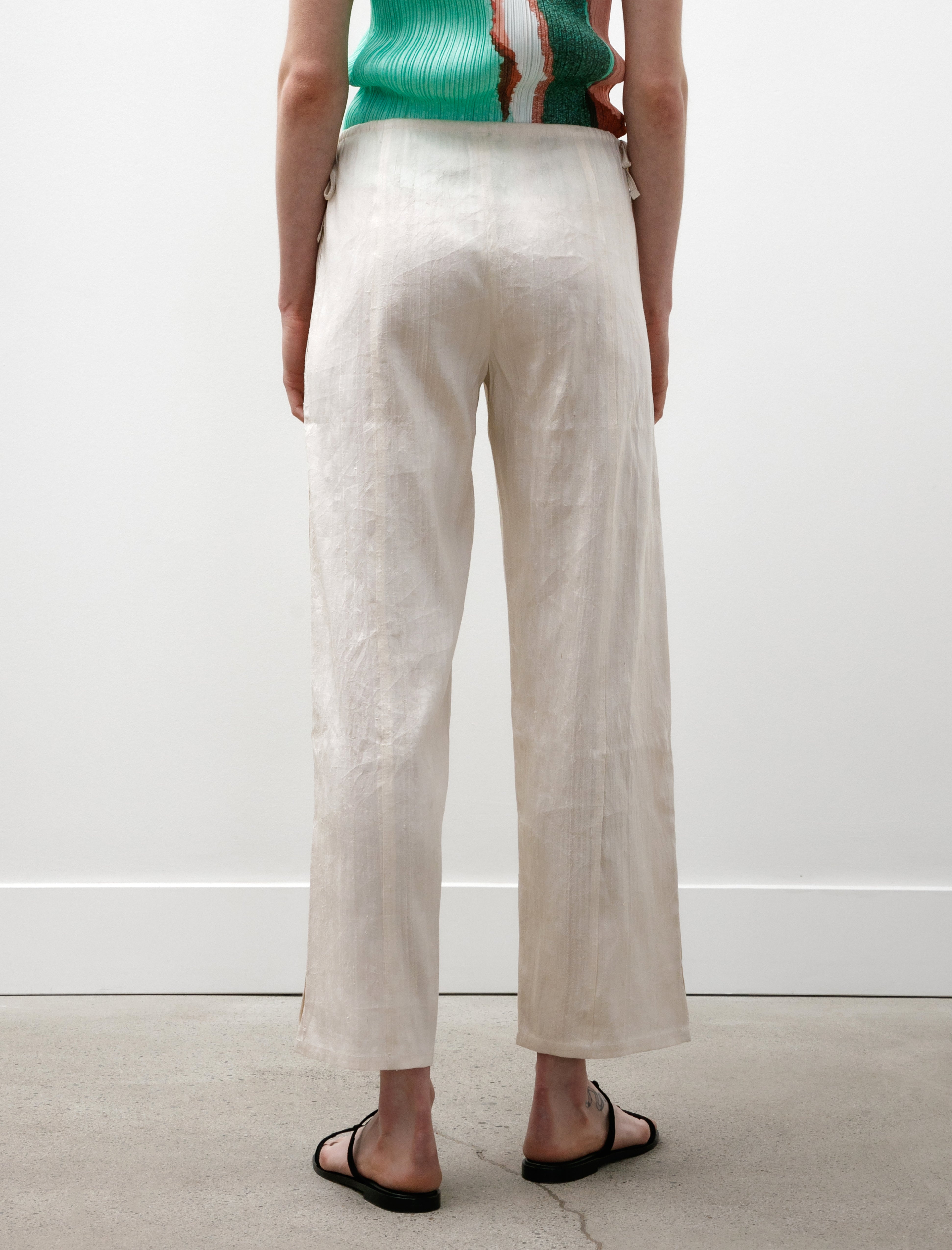 Azur Raw Silk Adjustable Pants Off White