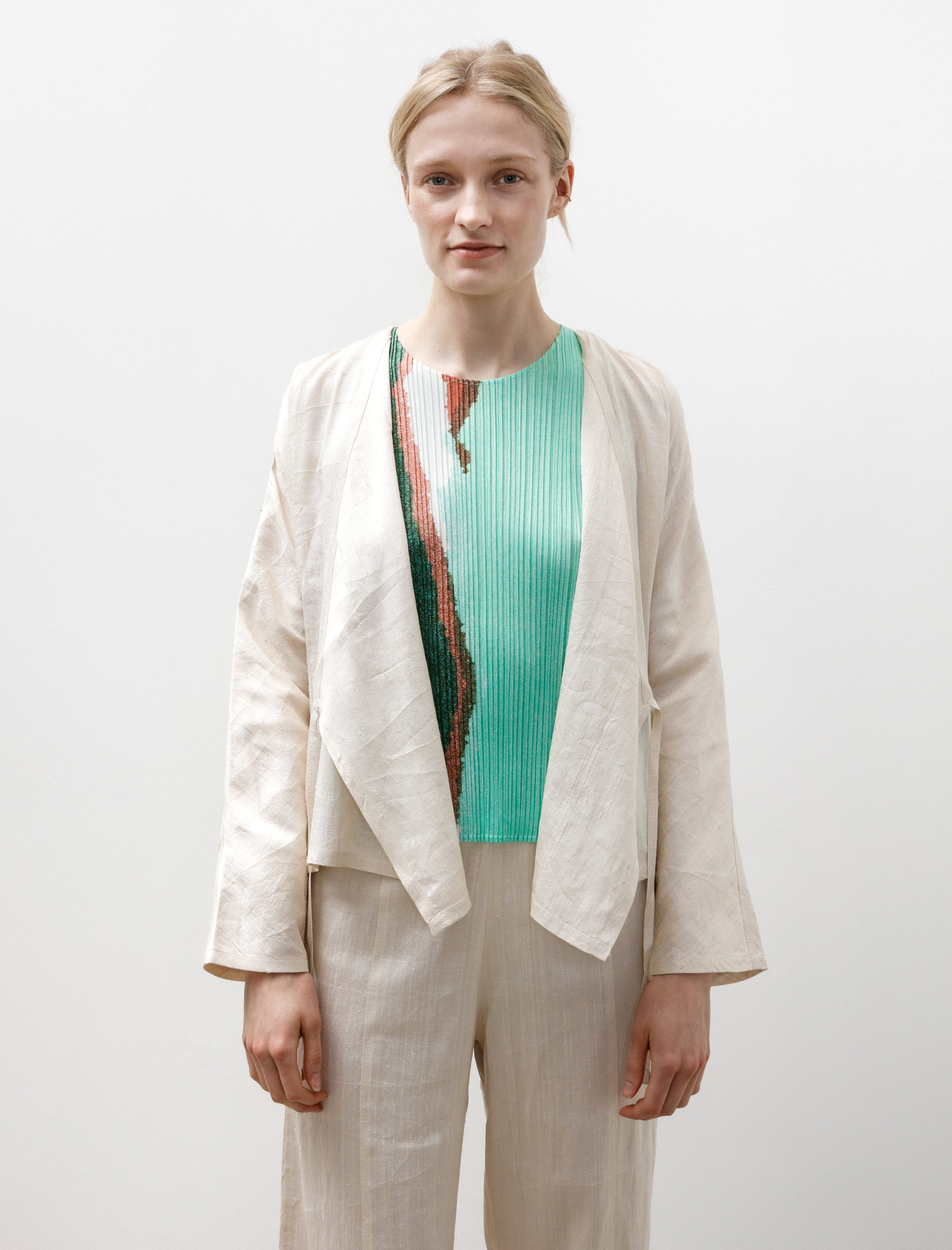 Azur Raw Silk Wrap Shirt Off White